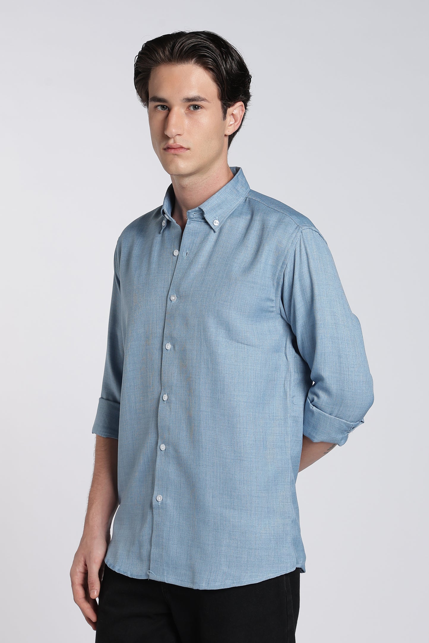 Dusty Blue Heritage Linen Blend Shirt