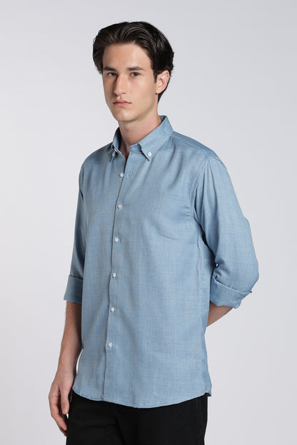 Dusty Blue Heritage Linen Blend Shirt