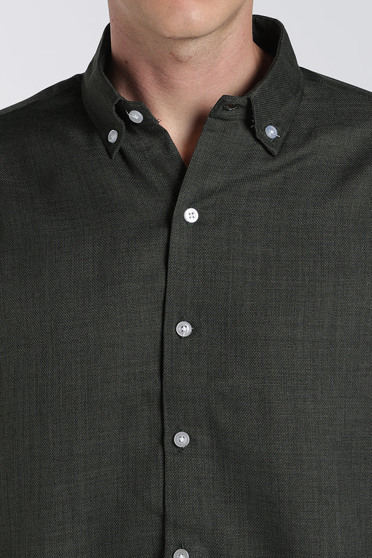 Forest Green Heritage Linen Blend Shirt