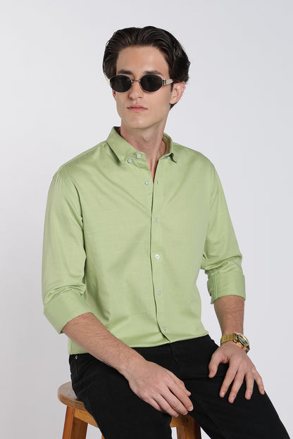 Herb GreenVintage Linen Blend Shirt