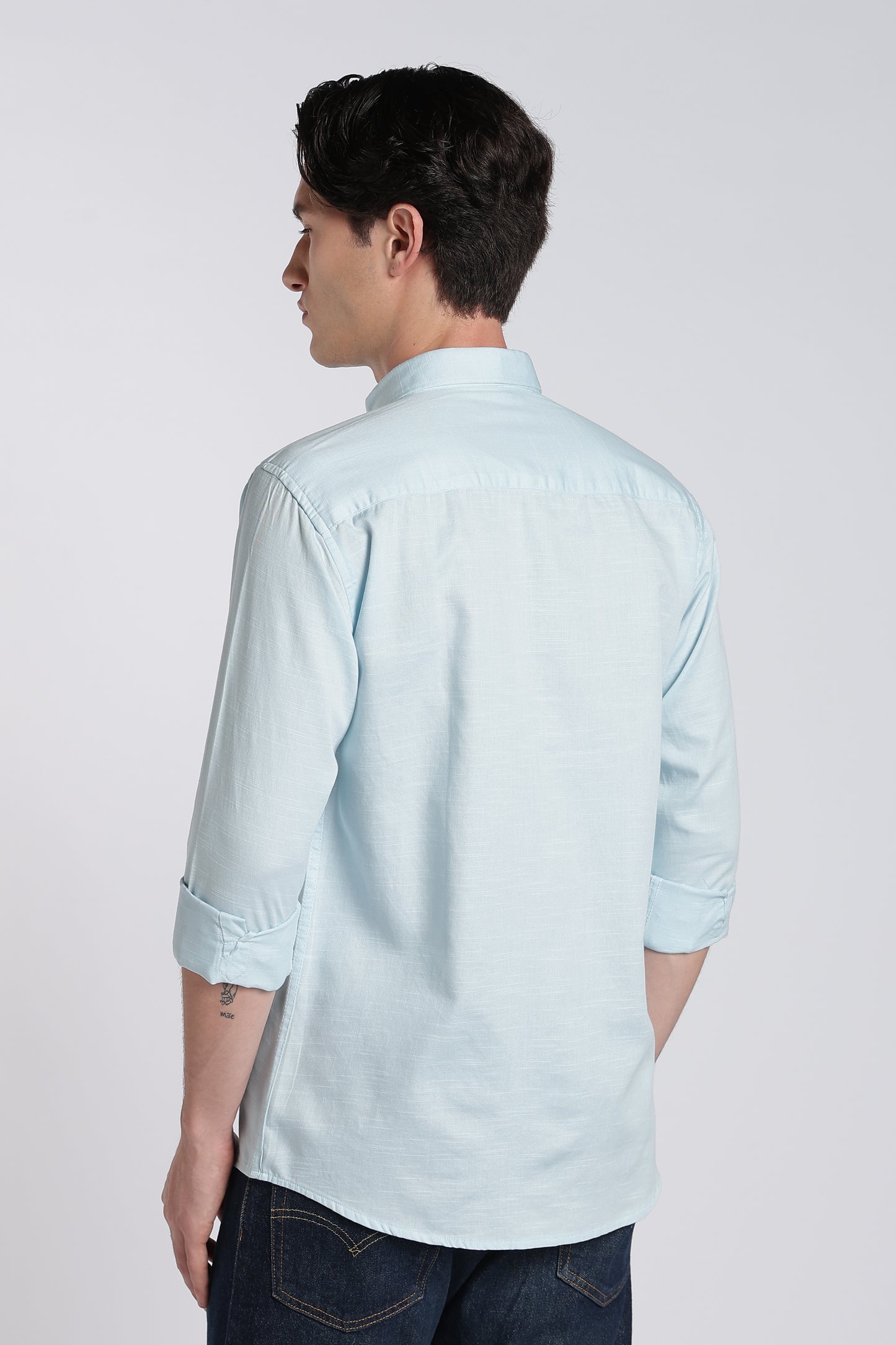 Frost Blue Vintage Linen Blend Shirt