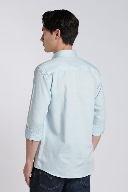 Frost Blue Vintage Linen Blend Shirt