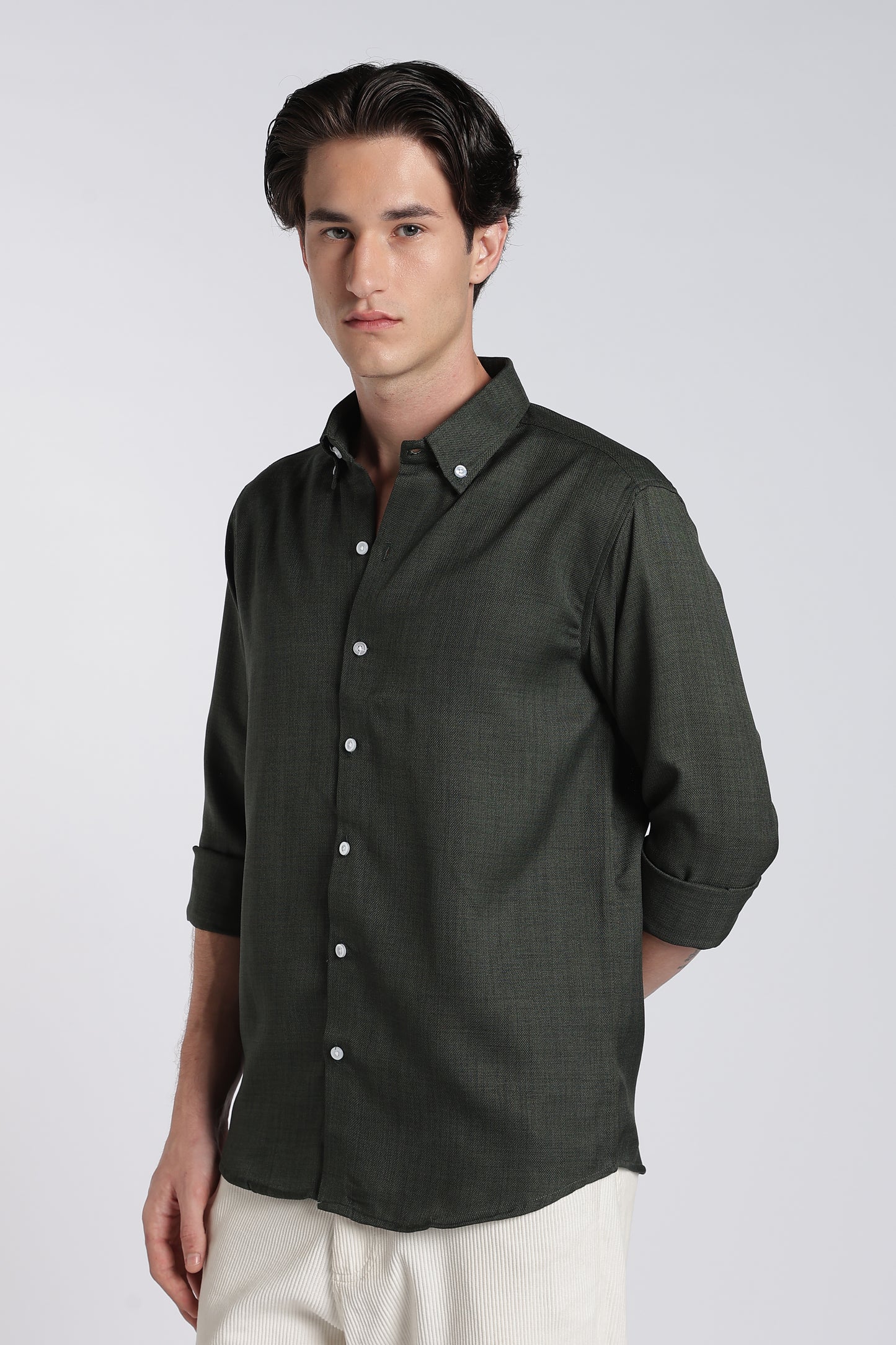 Forest Green Heritage Linen Blend Shirt