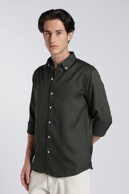 Forest Green Heritage Linen Blend Shirt