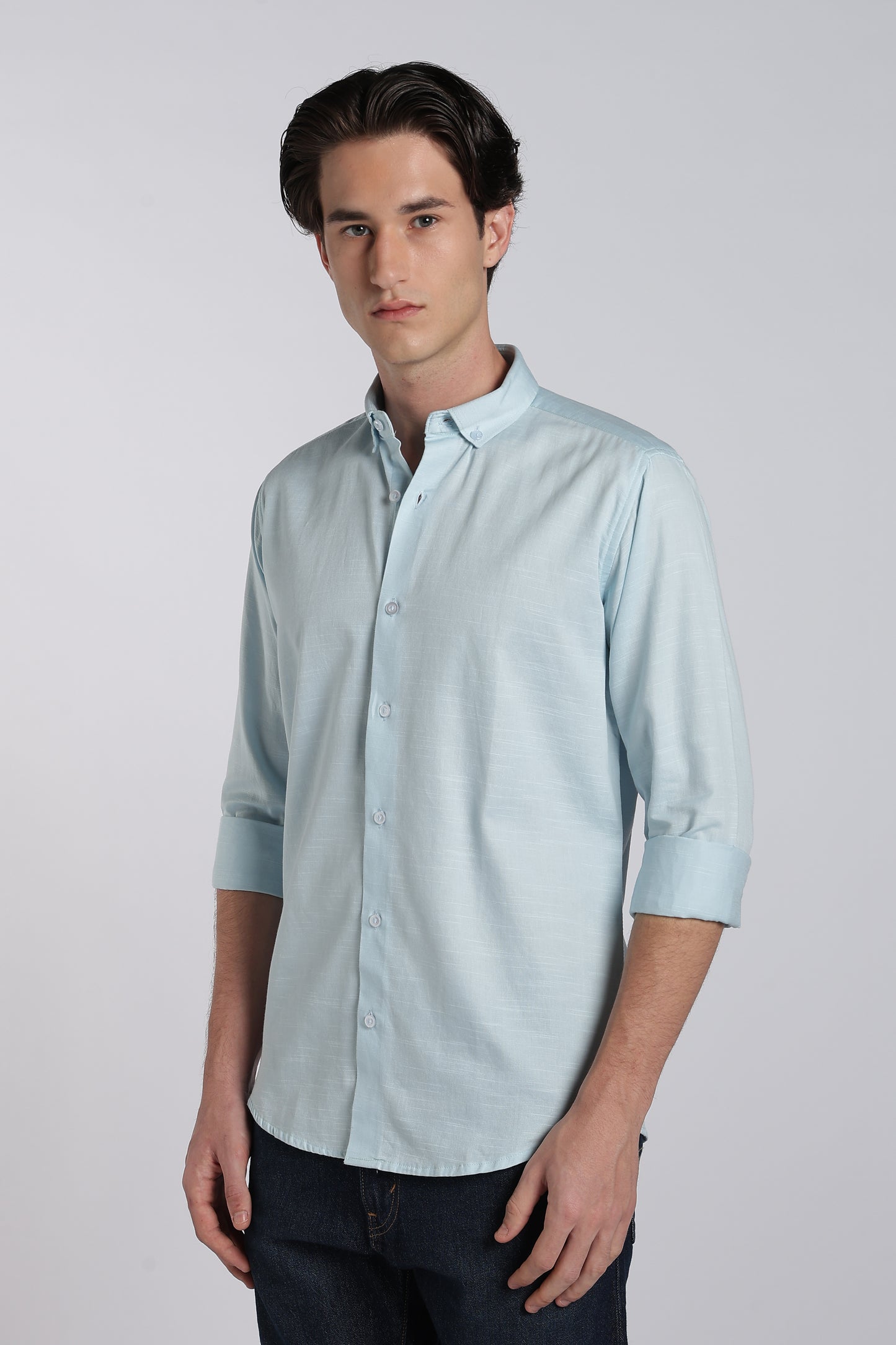 Frost Blue Vintage Linen Blend Shirt