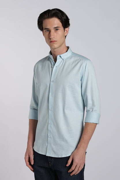 Frost Blue Vintage Linen Blend Shirt