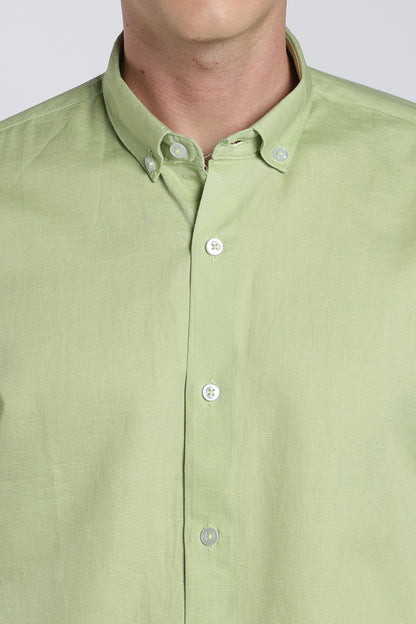Herb GreenVintage Linen Blend Shirt