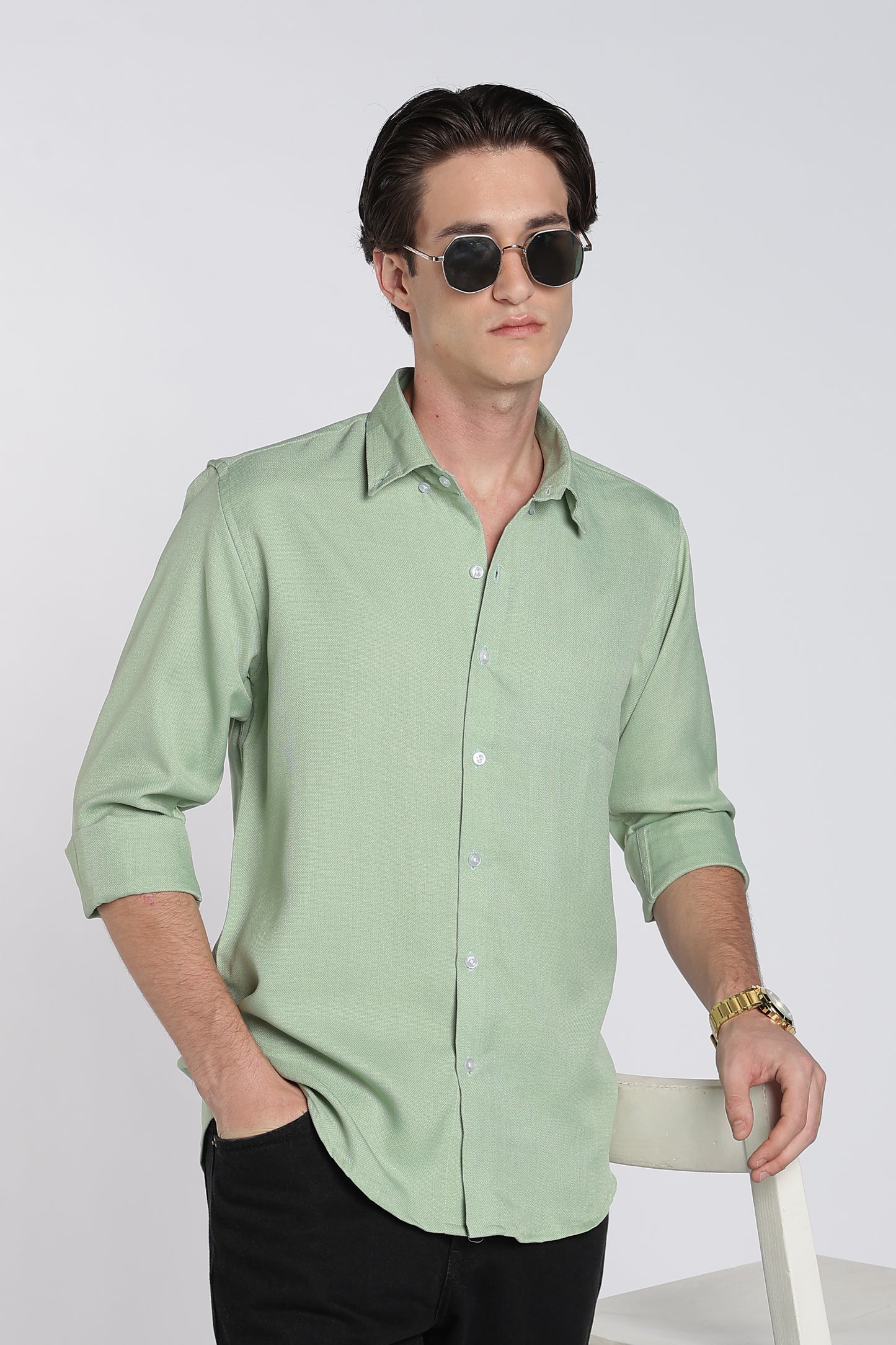 Willow Green Heritage Linen Blend Shirt