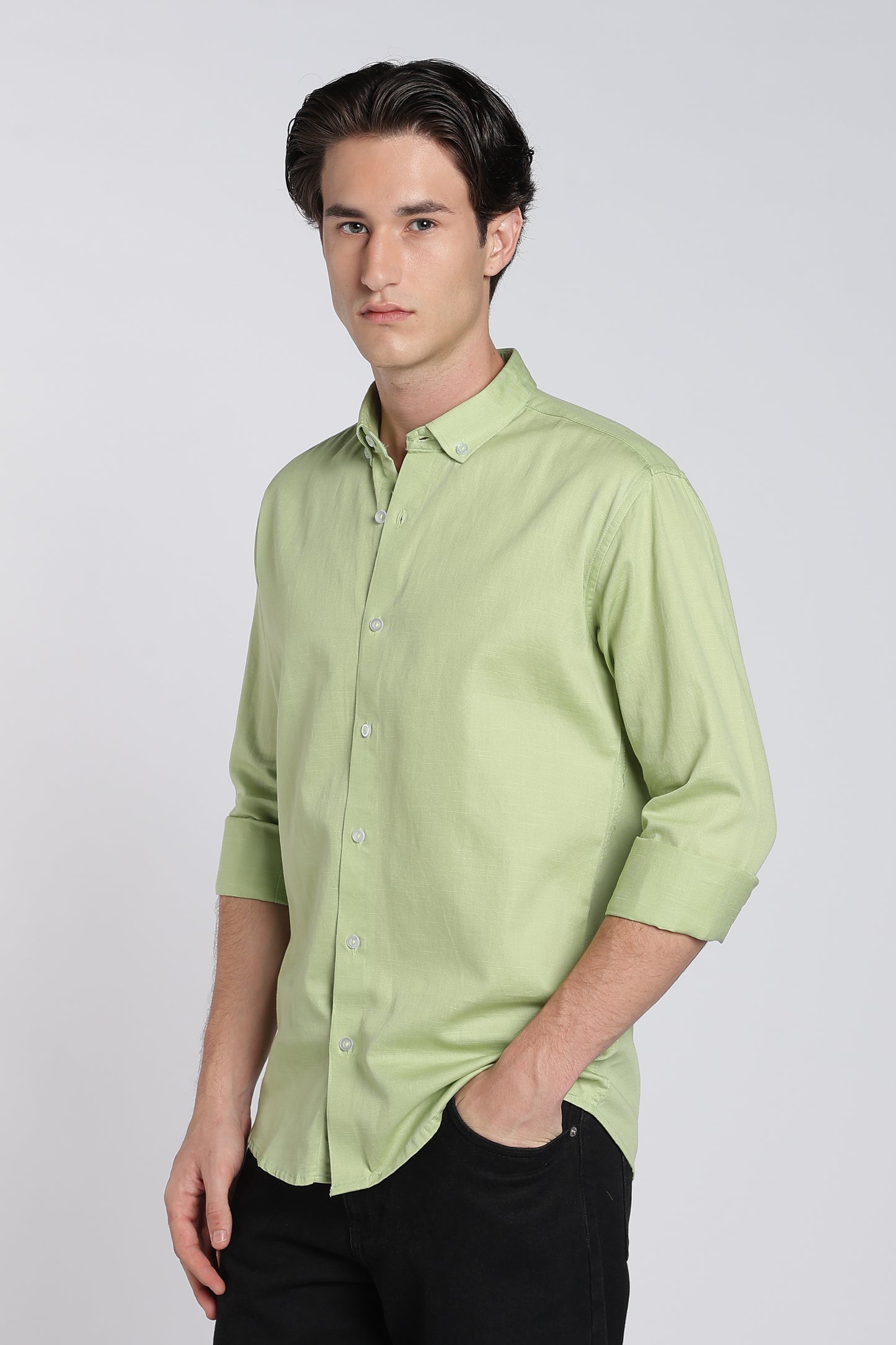 Herb GreenVintage Linen Blend Shirt