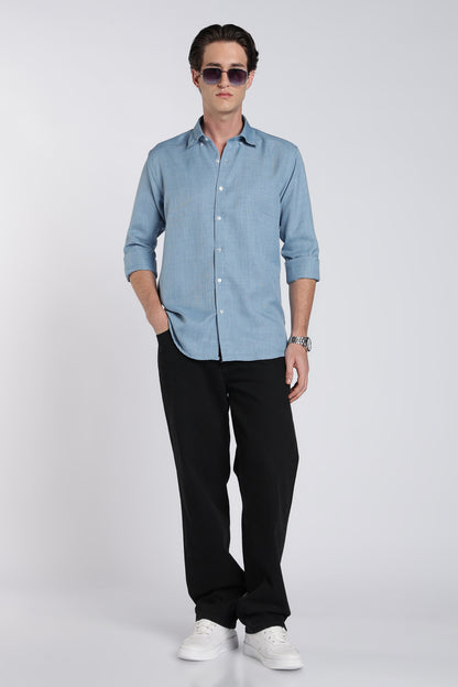 Dusty Blue Heritage Linen Blend Shirt