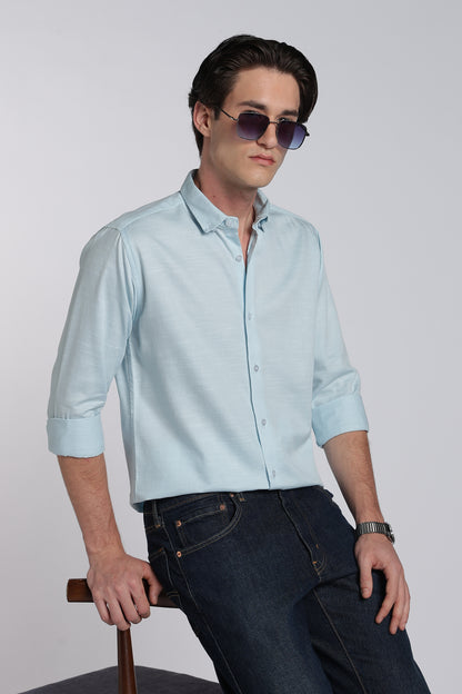 Frost Blue Vintage Linen Blend Shirt