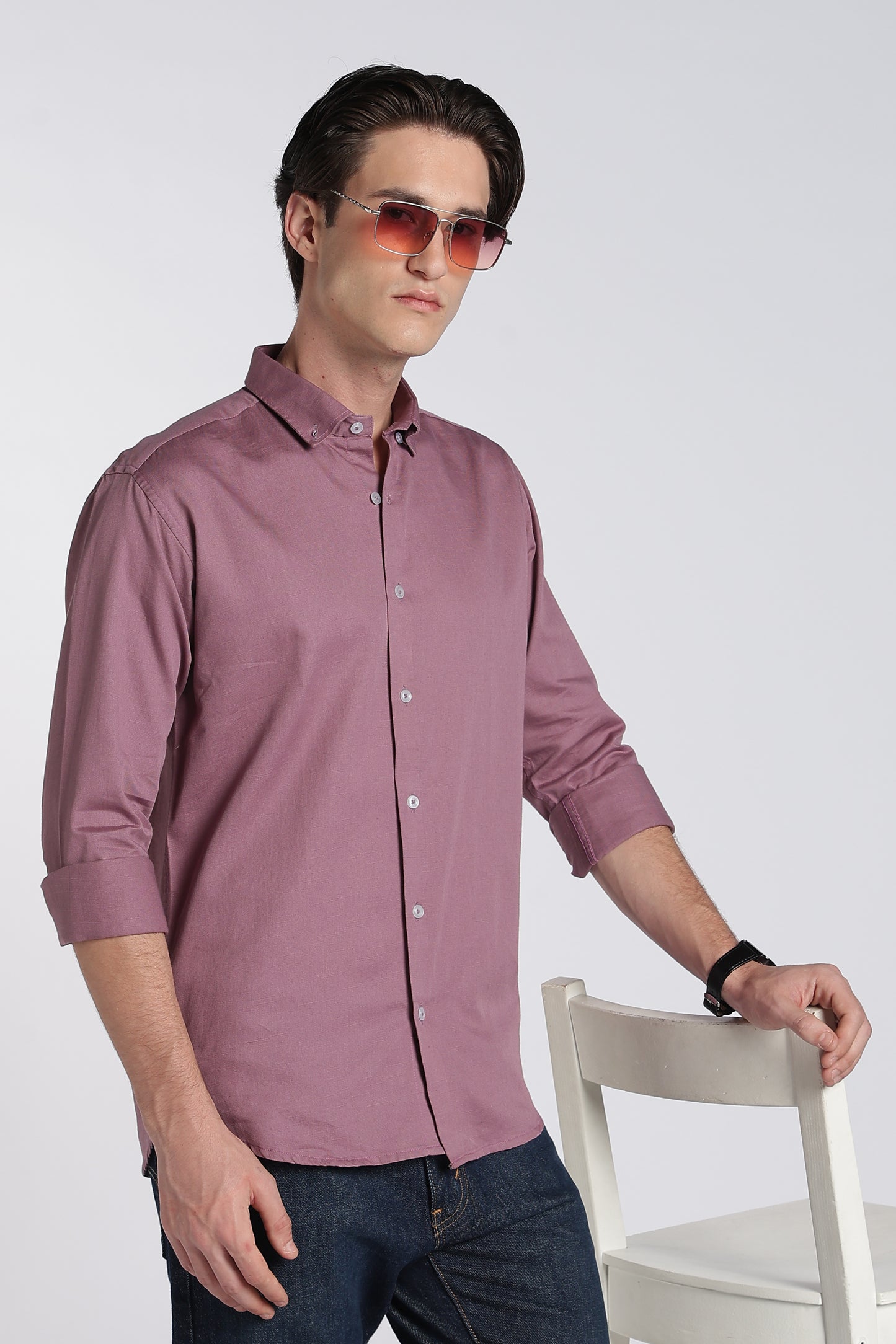 Dusty Wine Vintage Linen Blend Shirt