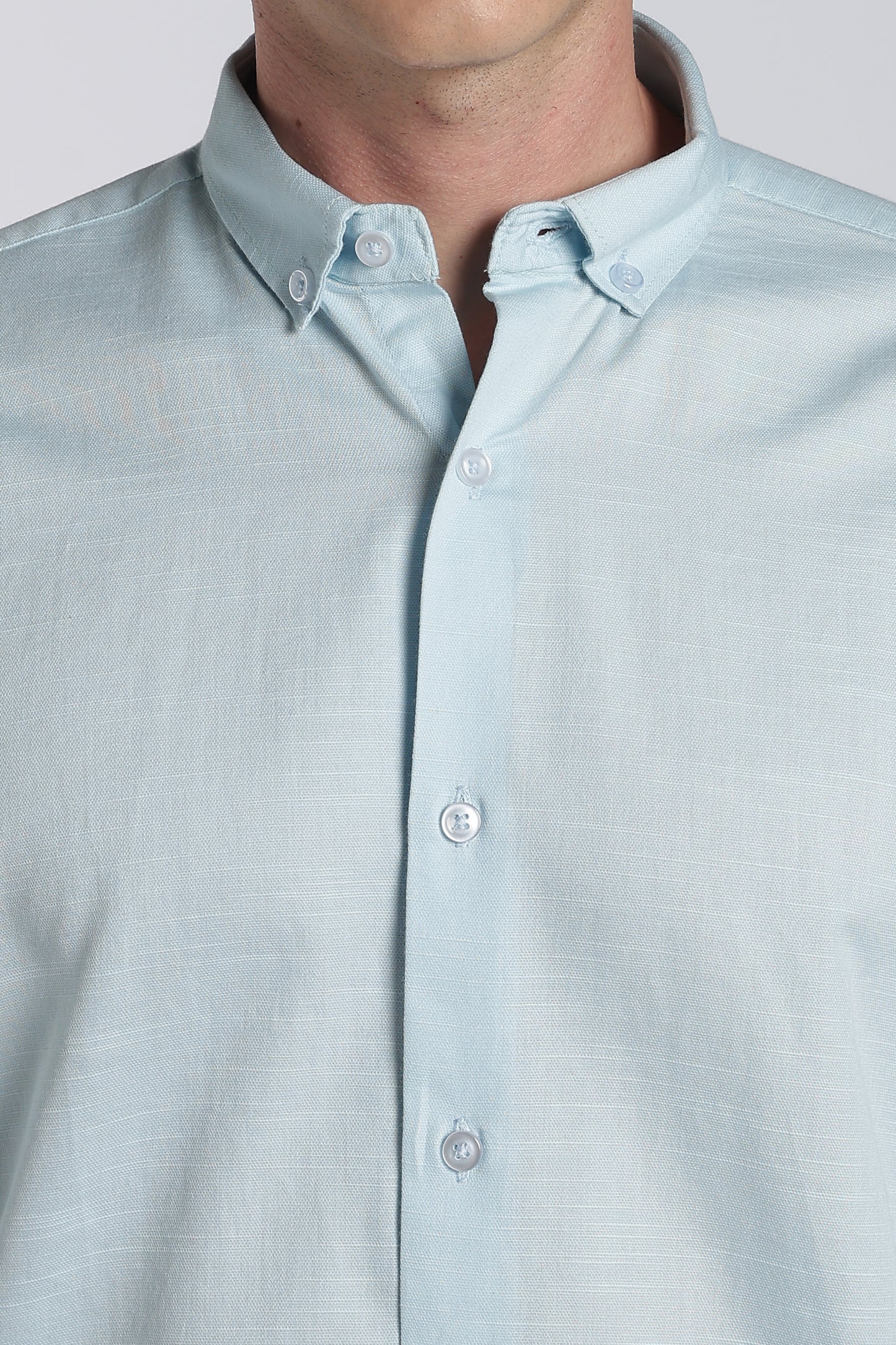 Frost Blue Vintage Linen Blend Shirt