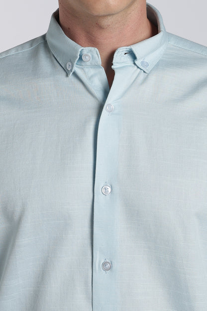 Frost Blue Vintage Linen Blend Shirt