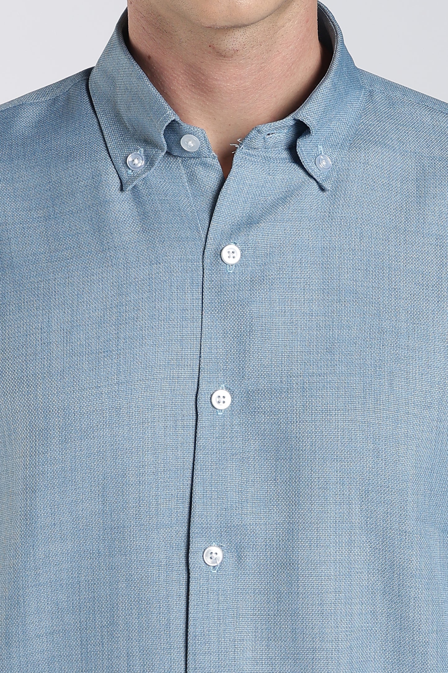 Dusty Blue Heritage Linen Blend Shirt