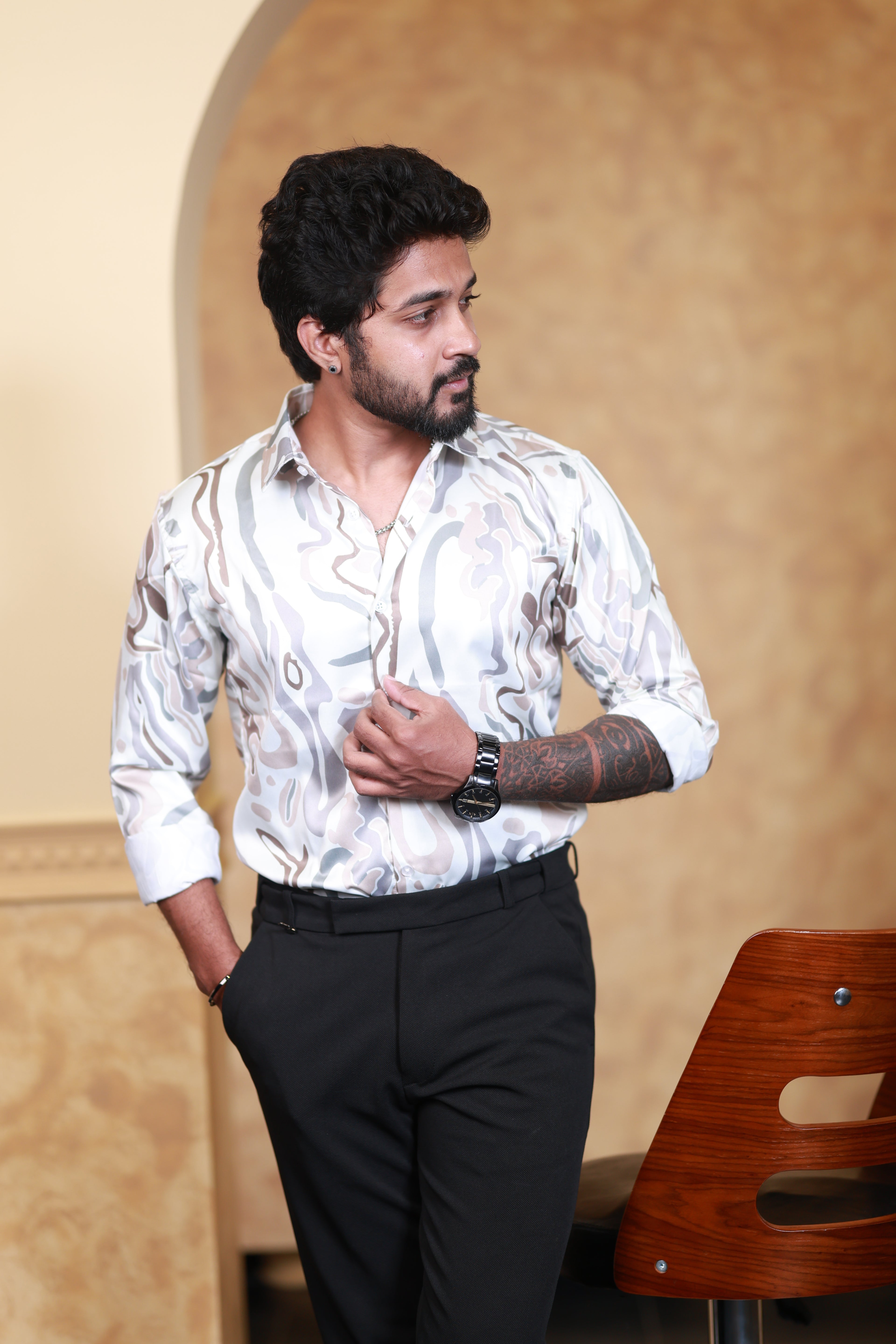 Mist Wave Bloom Printed Shirt