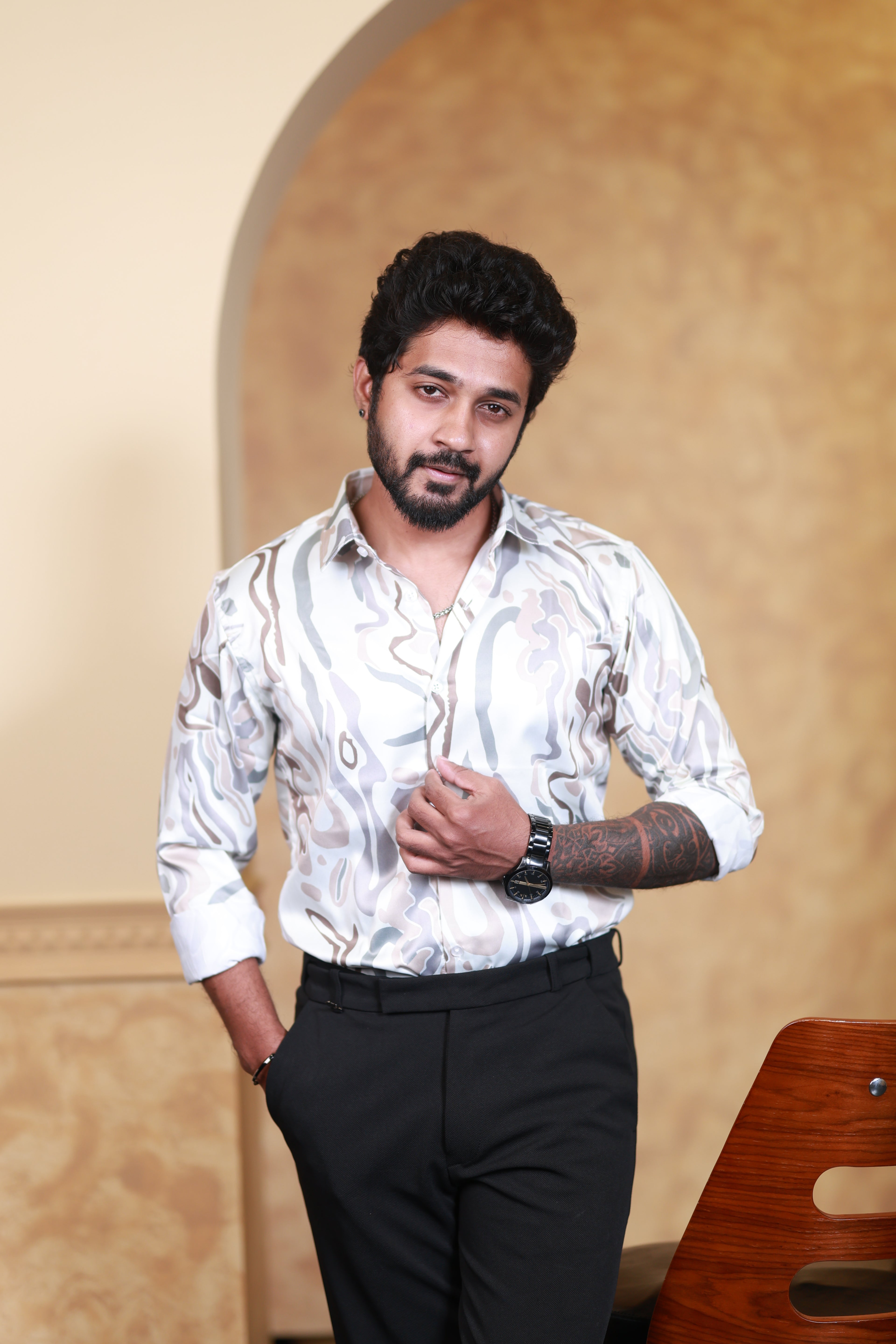 Mist Wave Bloom Printed Shirt