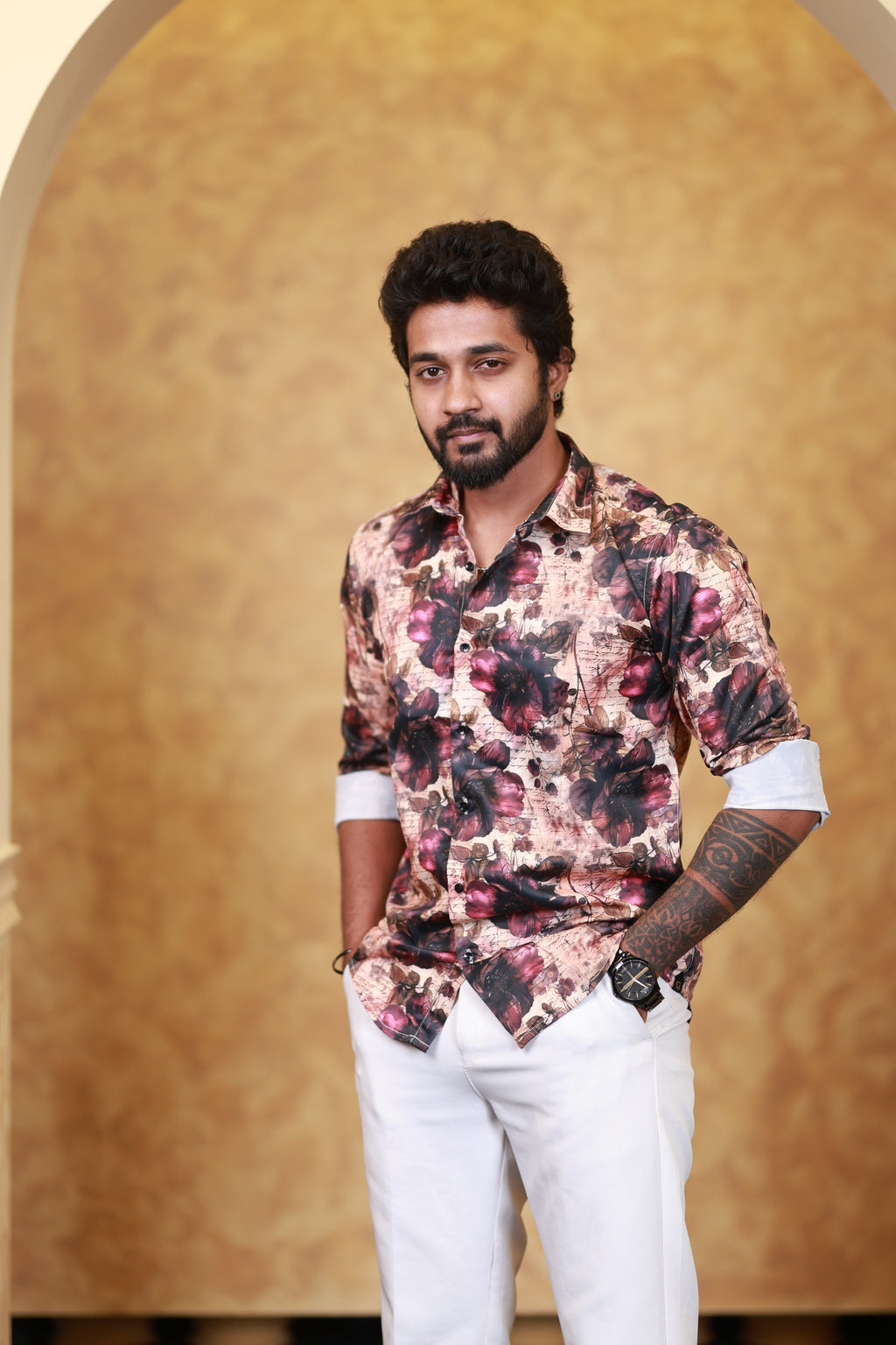 Noir Petal Bloom Printed Shirt