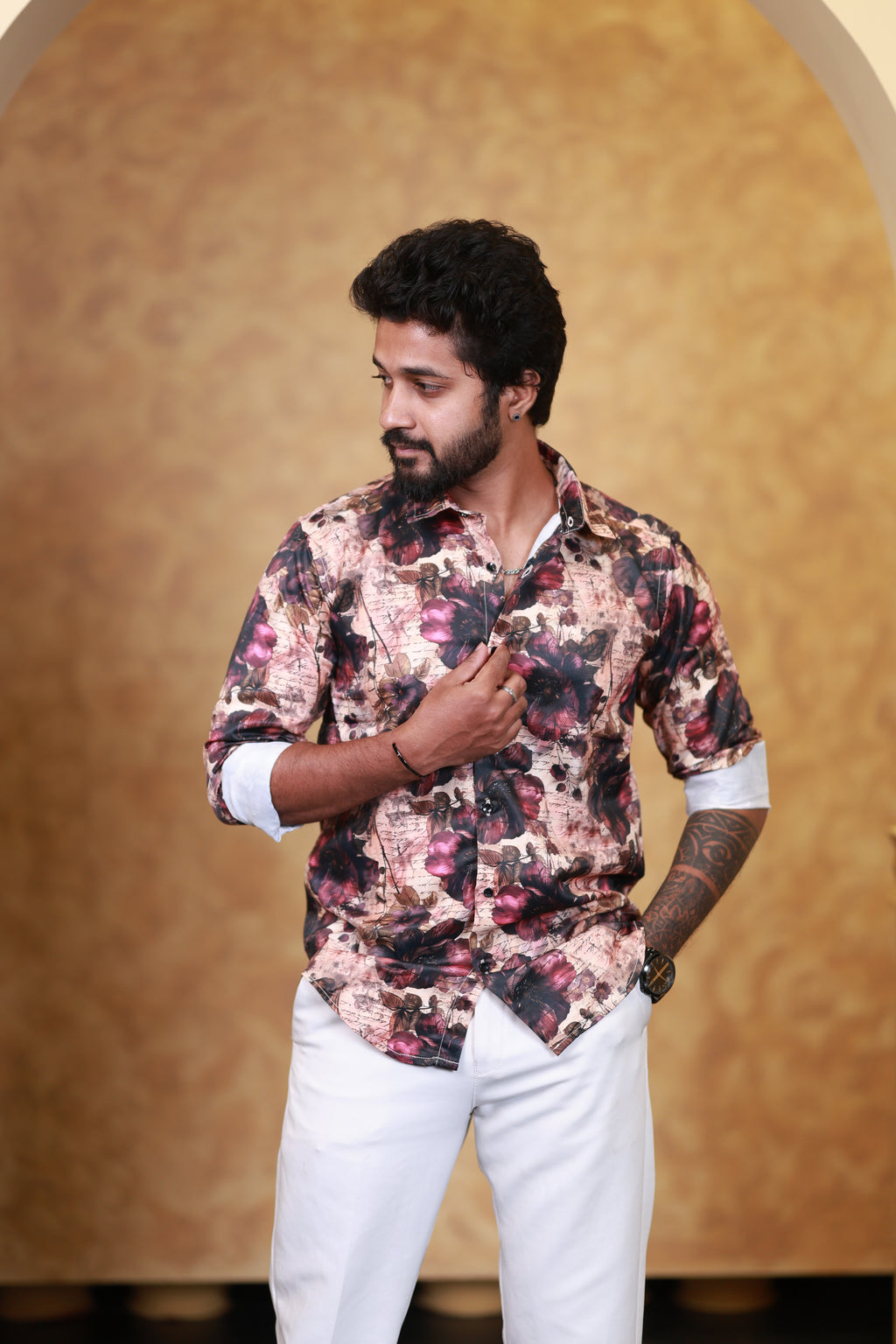 Noir Petal Bloom Printed Shirt