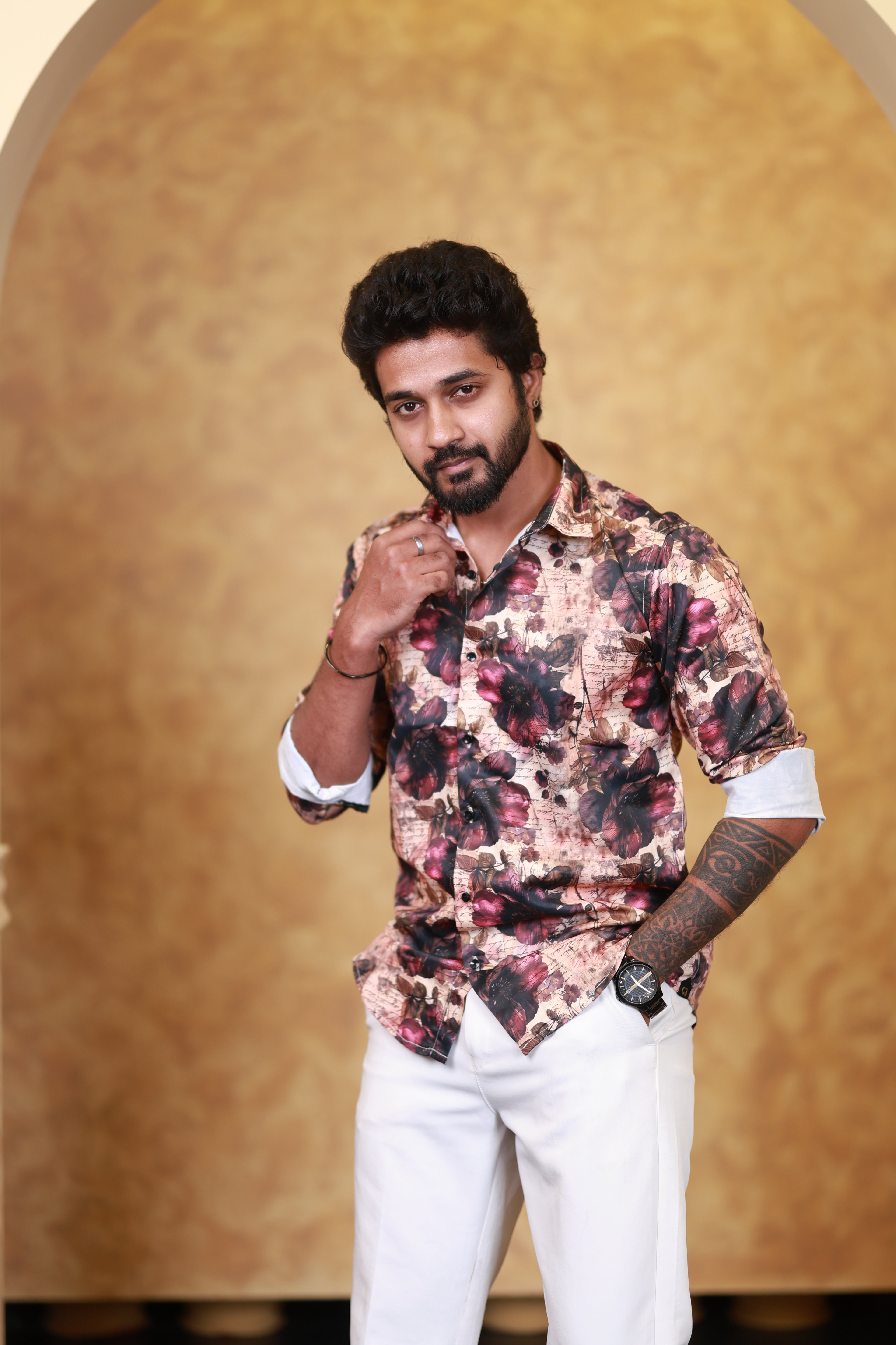 Noir Petal Bloom Printed Shirt