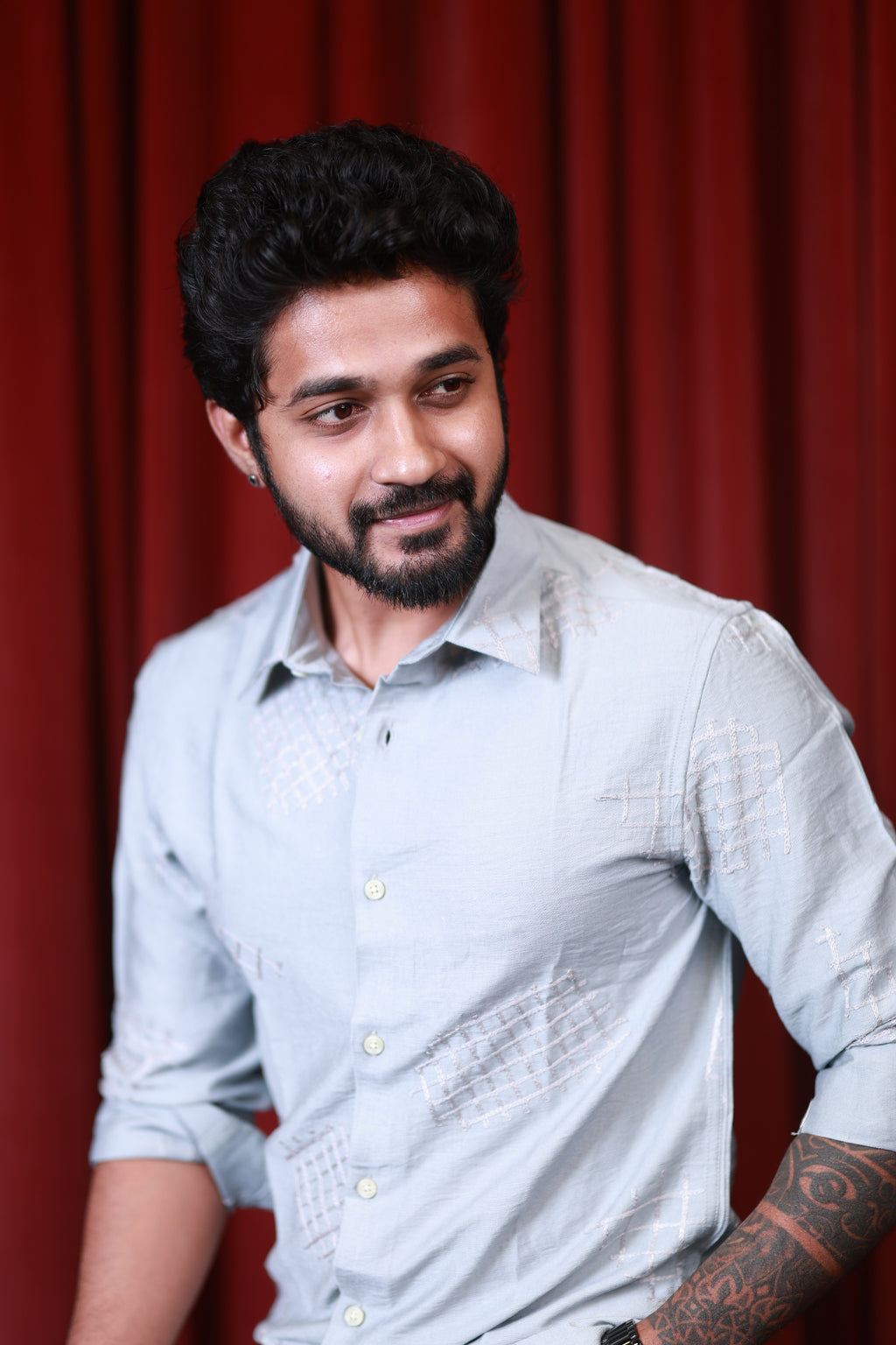 Grey Geometrical Textured Shirt
