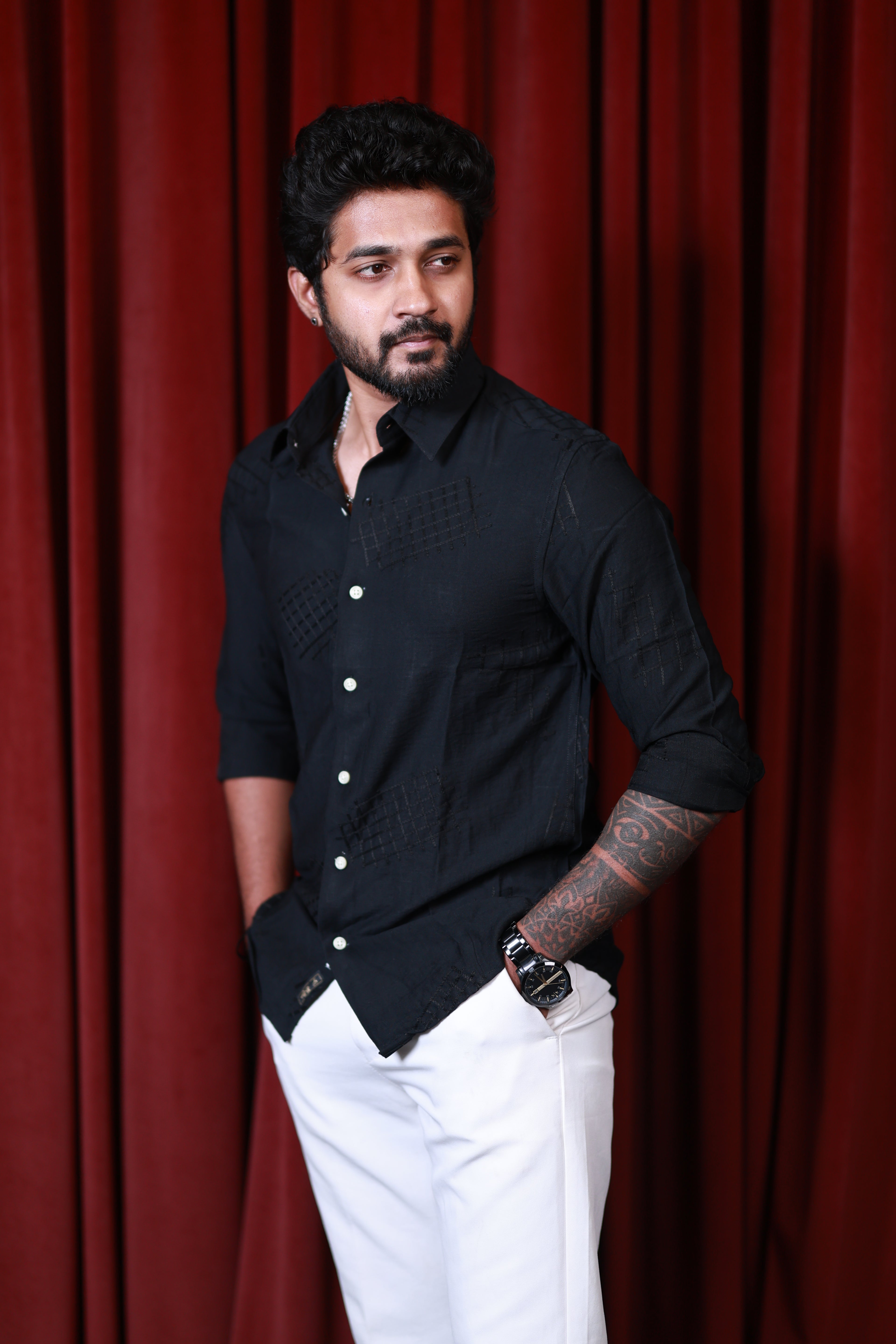 Black Geometrical Textured Shirt