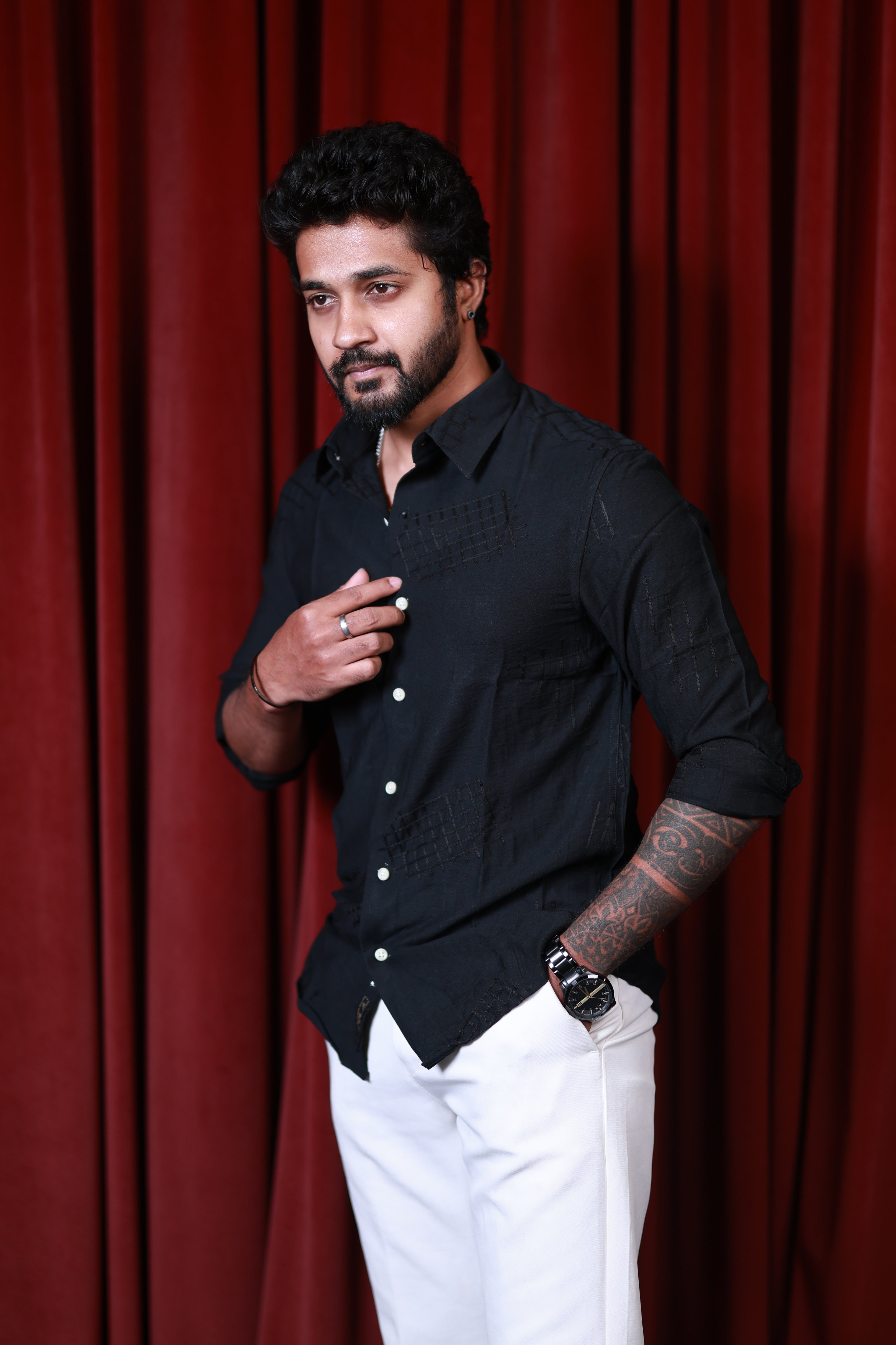 Black Geometrical Textured Shirt