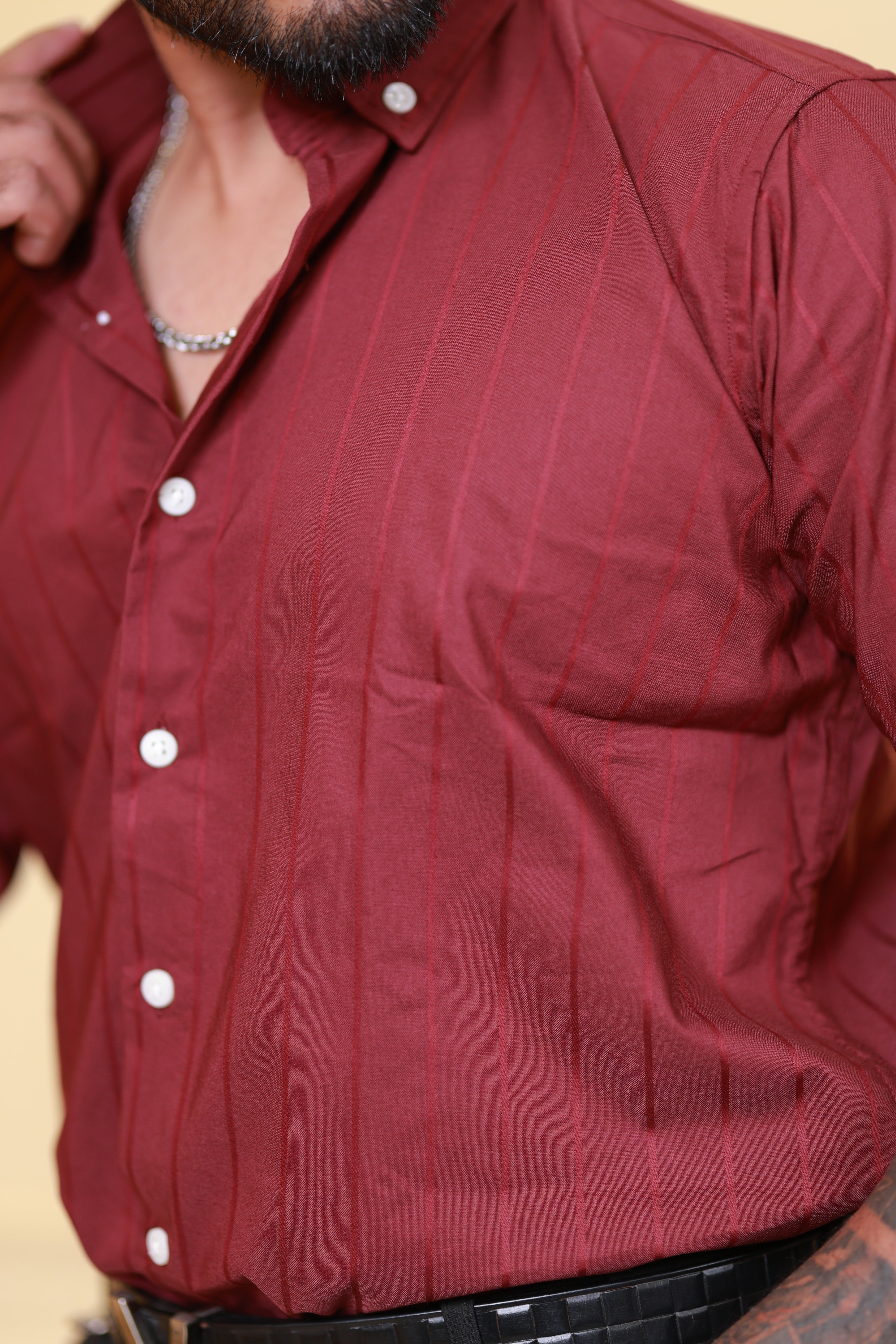 Cherry Red Shadow Striped Shirt