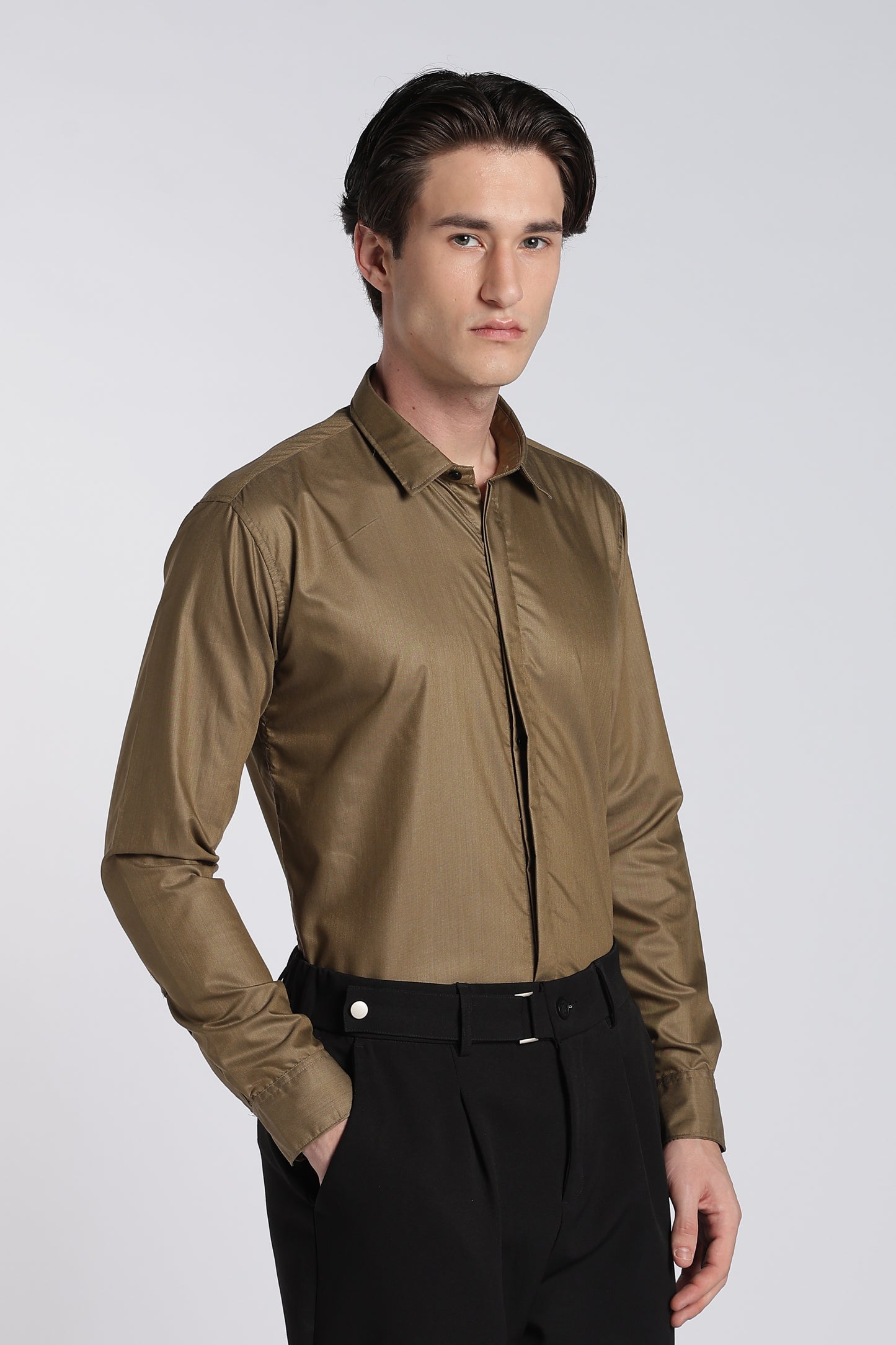 Olive Brown Classic Veil Shirt