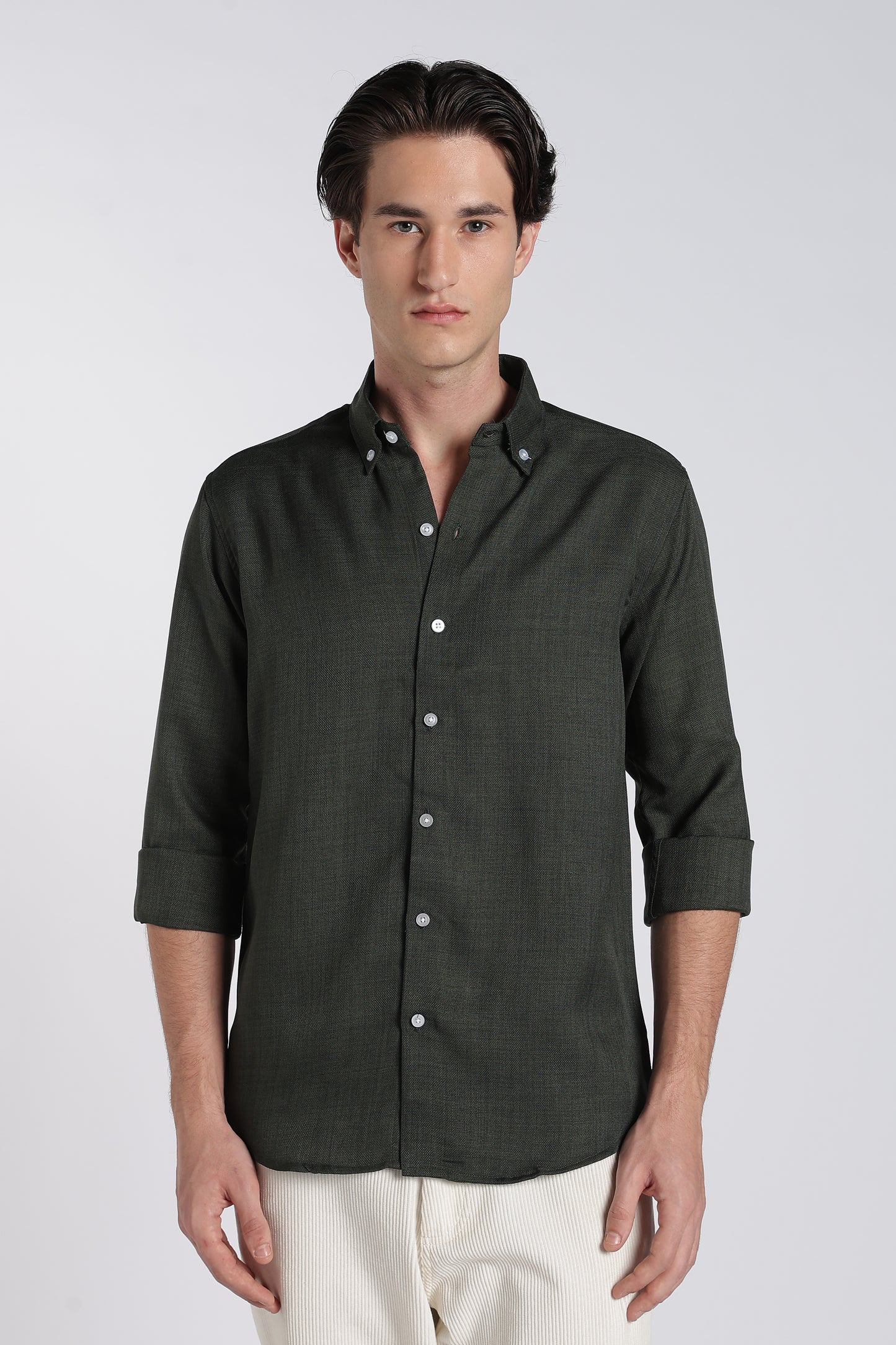 Forest Green Heritage Linen Blend Shirt