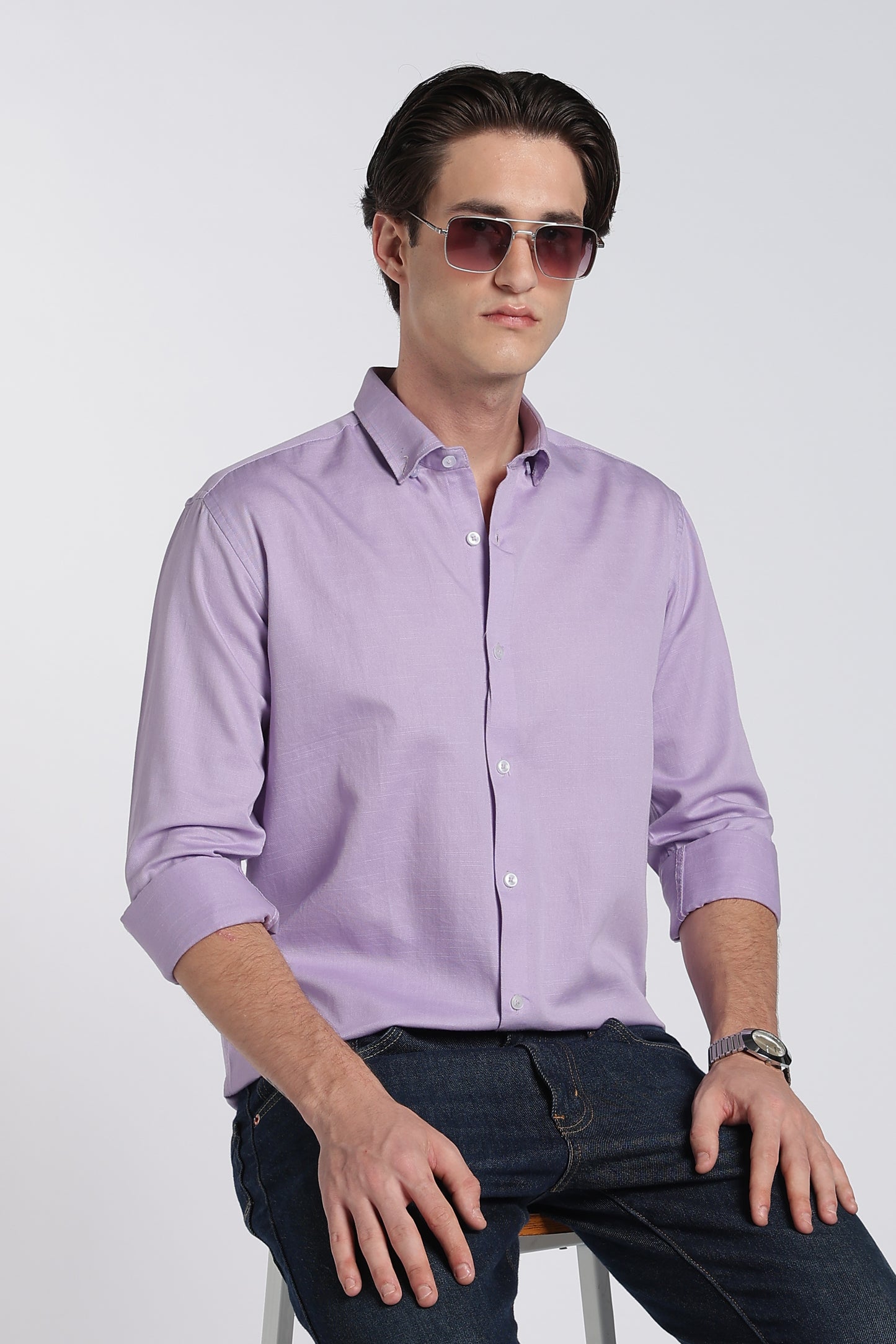 Haze Violet Vintage Linen Blend Shirt