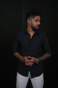 Black Textured Wave Shirt