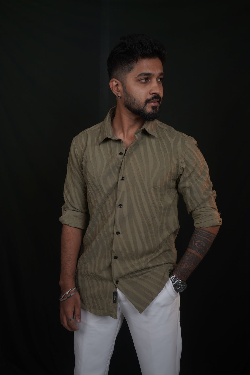 Brown Textured Wave Shirt