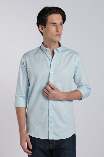 Frost Blue Vintage Linen Blend Shirt