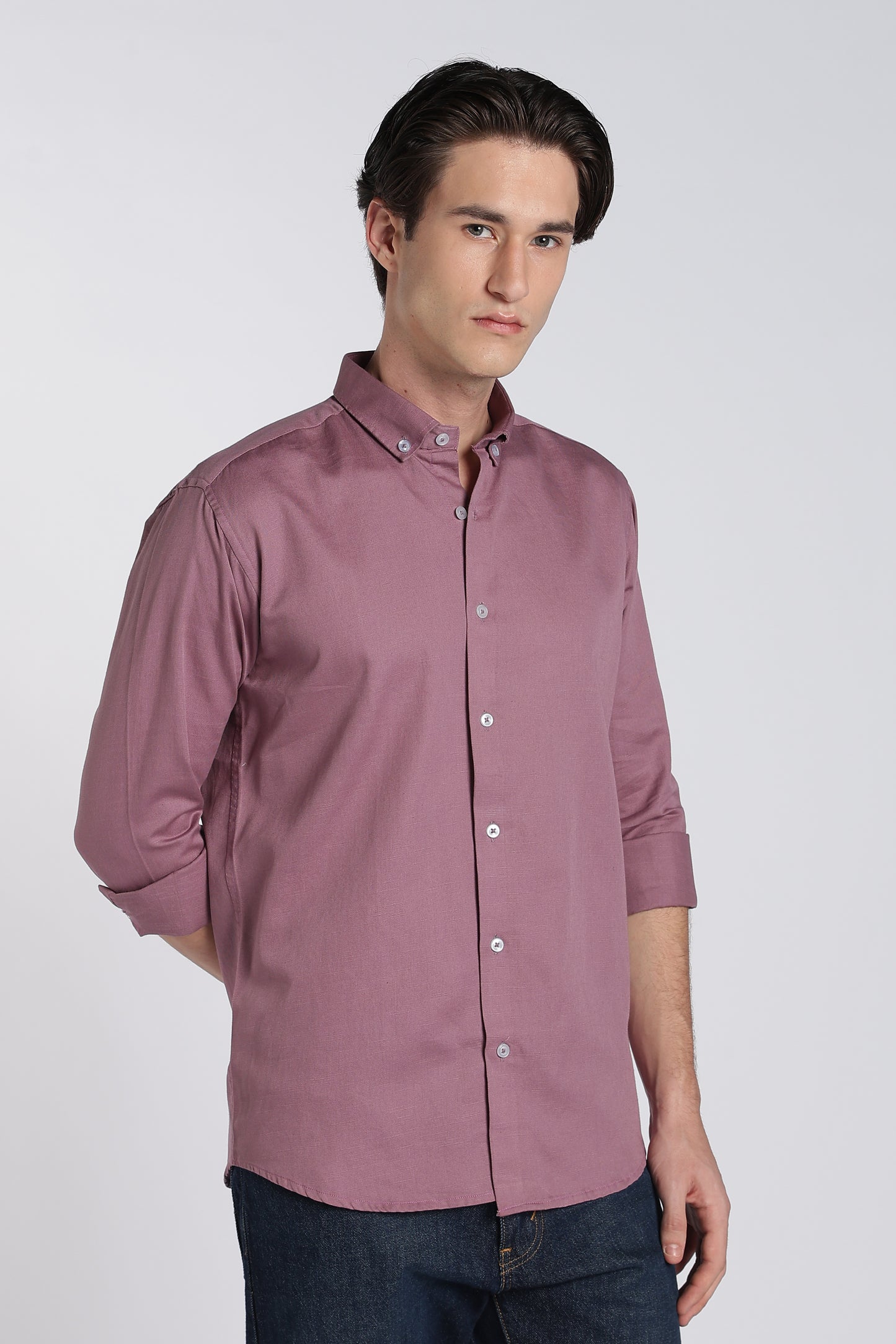 Dusty Wine Vintage Linen Blend Shirt