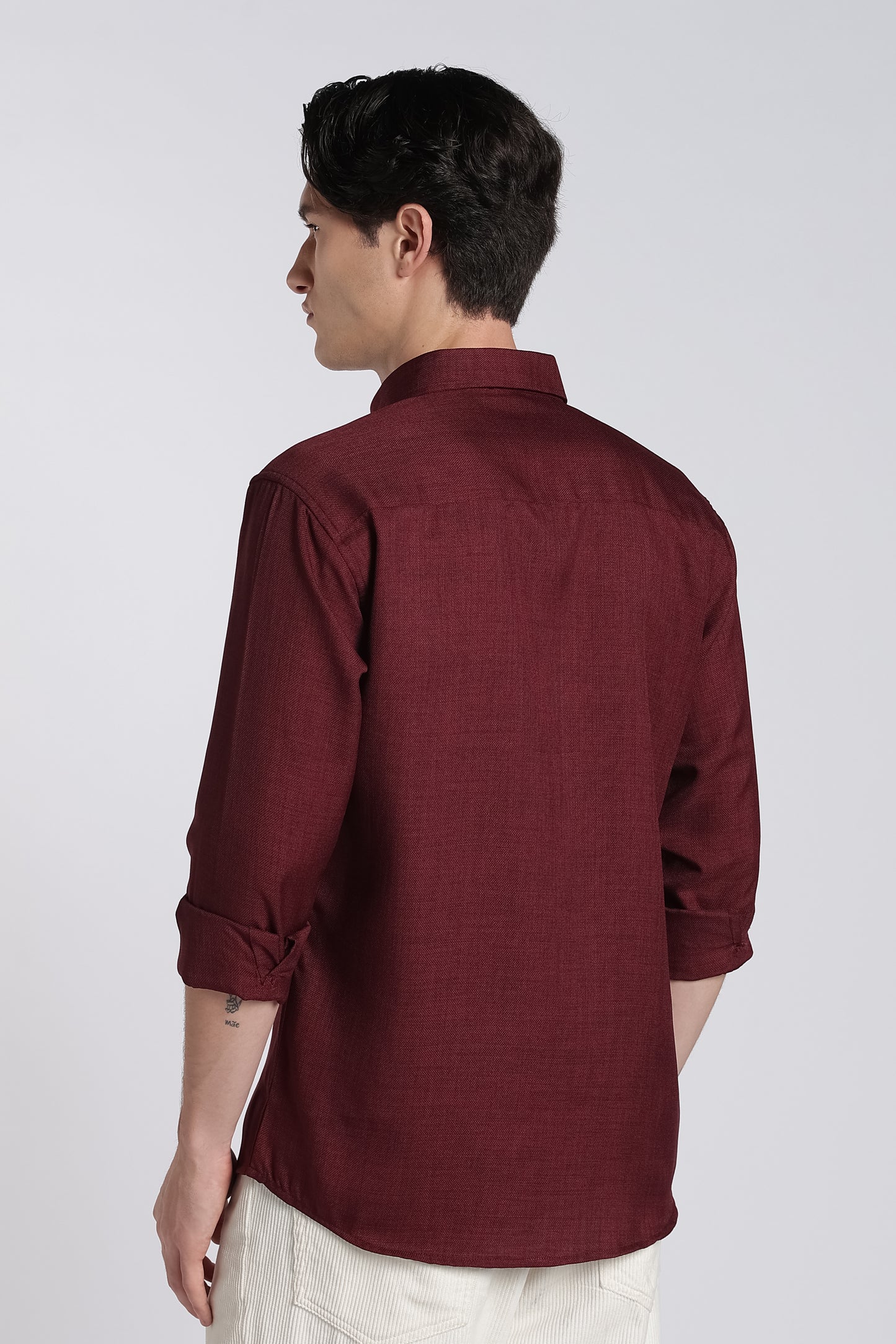 Wine Red Heritage Linen Blend Shirt