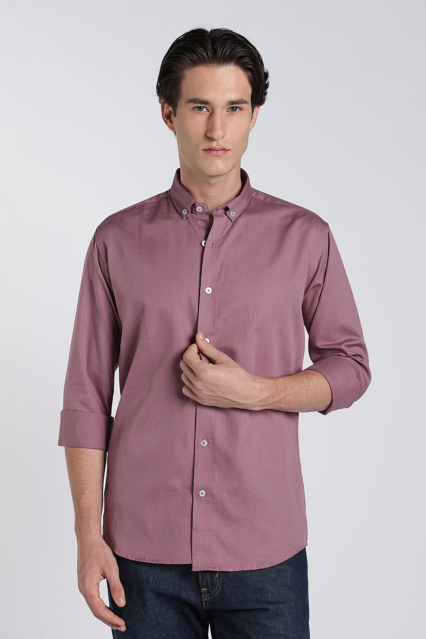 Dusty Wine Vintage Linen Blend Shirt