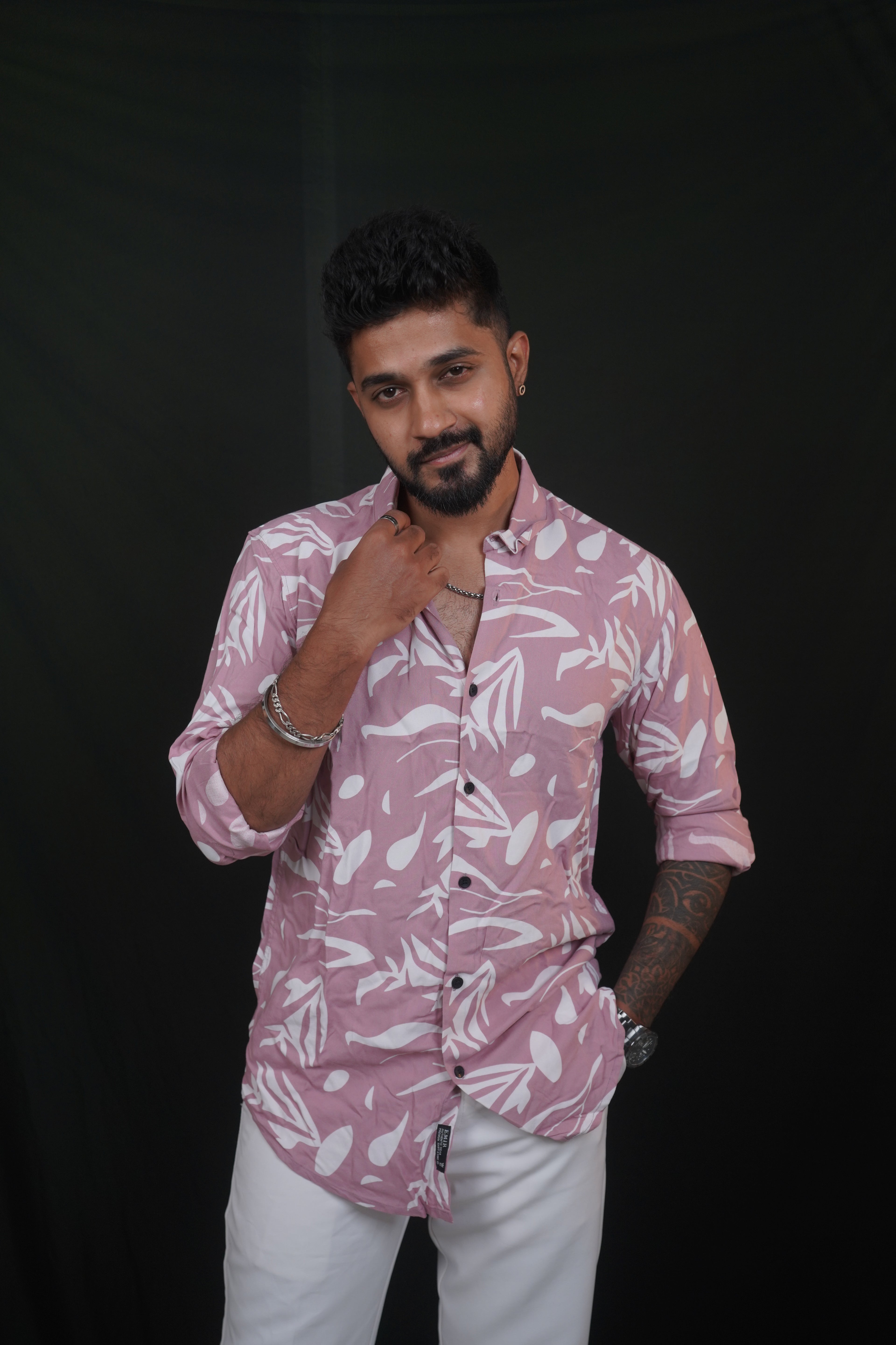 Pink Rayon Printed Shirt