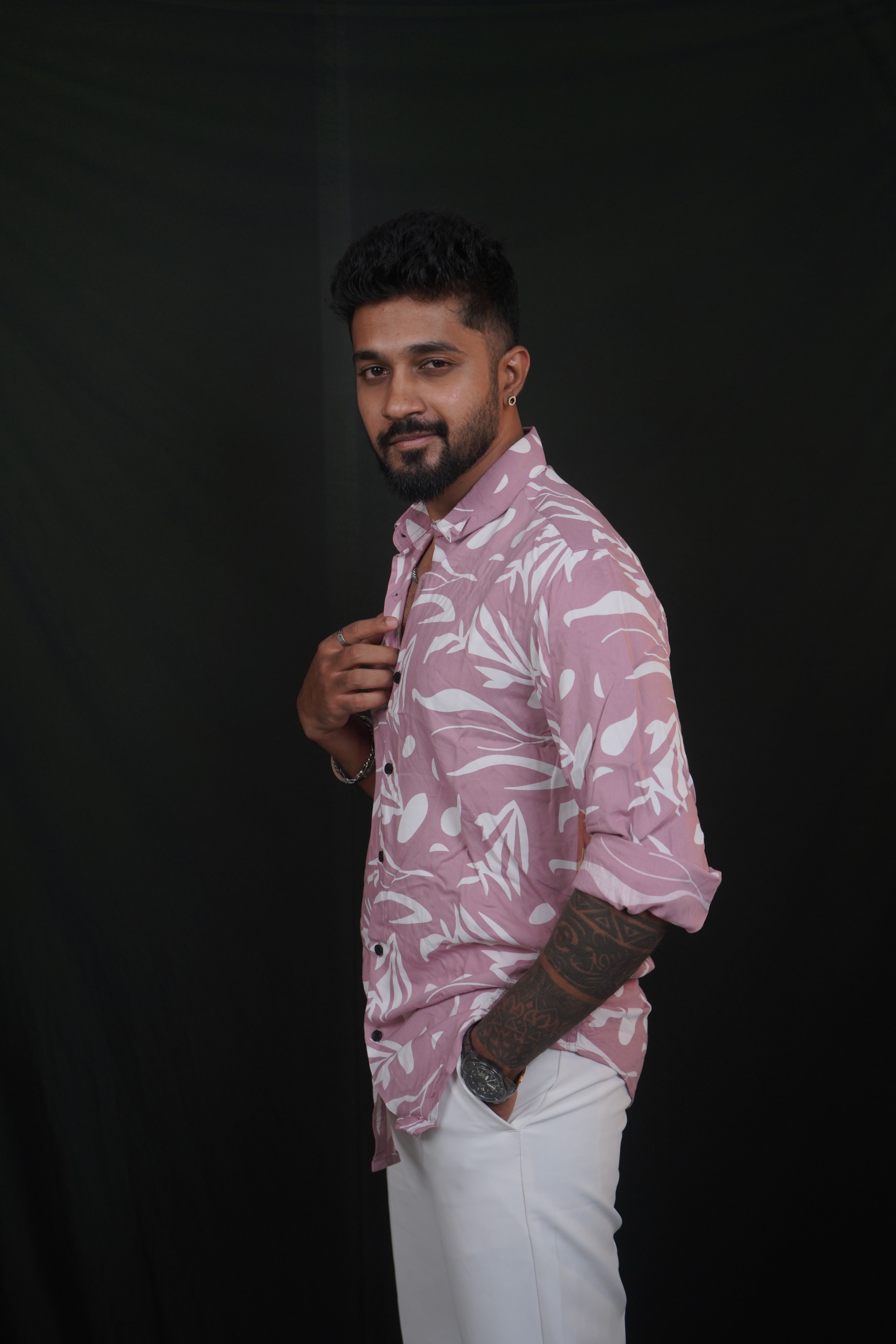 Pink Rayon Printed Shirt