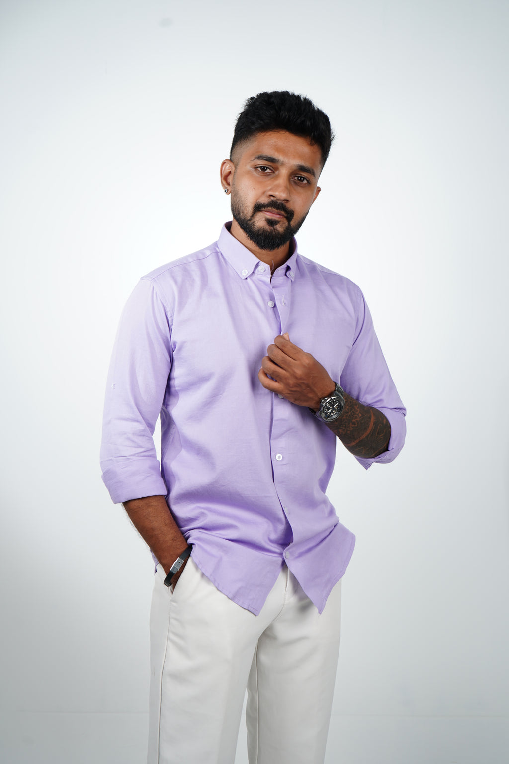 Haze Violet Vintage Linen Blend Shirt