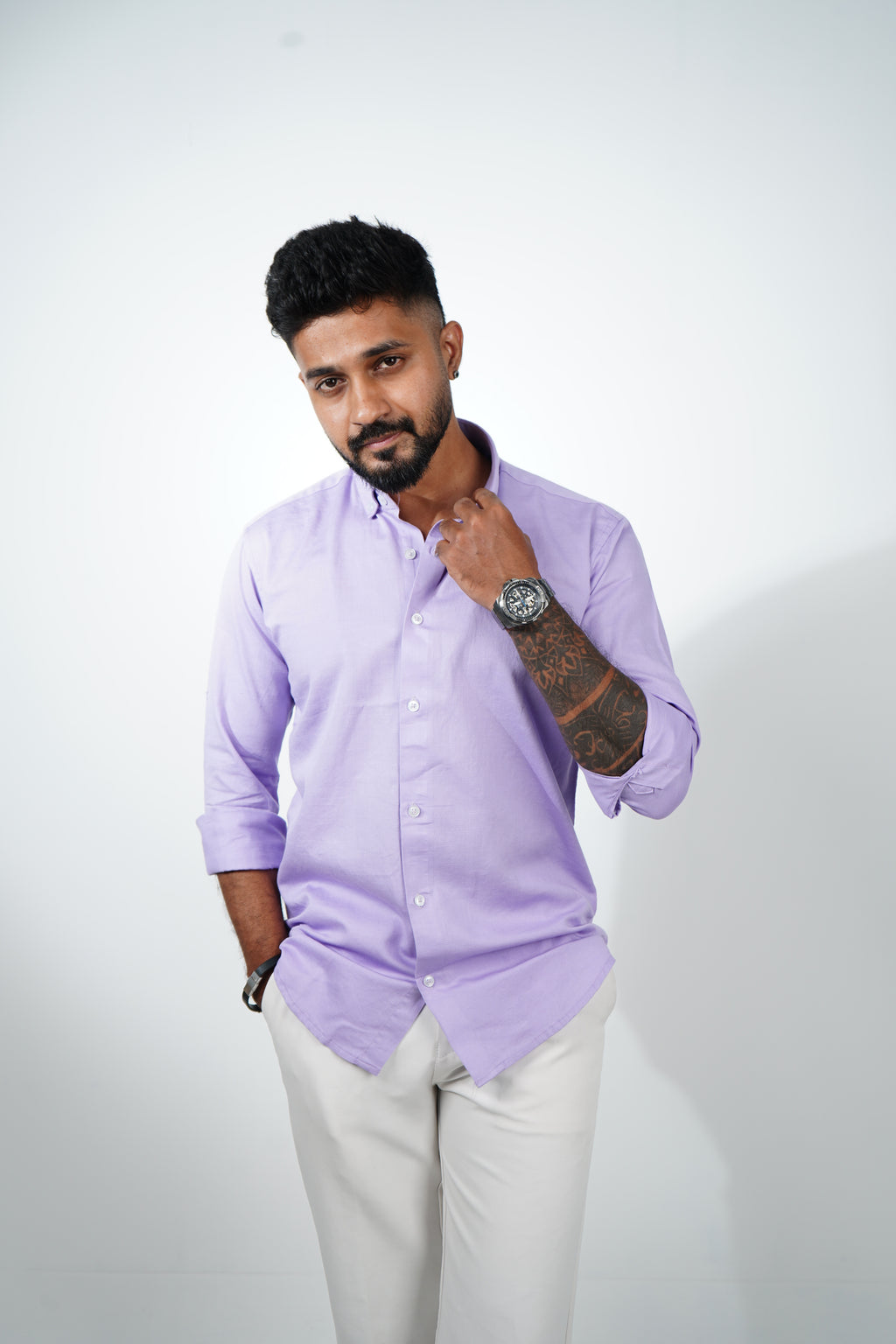 Haze Violet Vintage Linen Blend Shirt