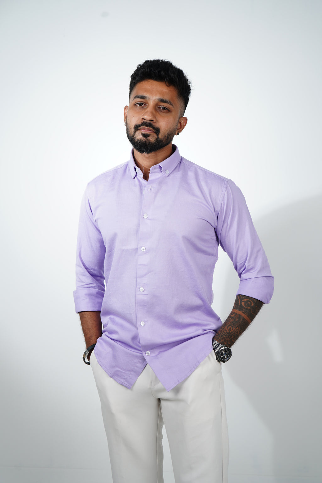 Haze Violet Vintage Linen Blend Shirt