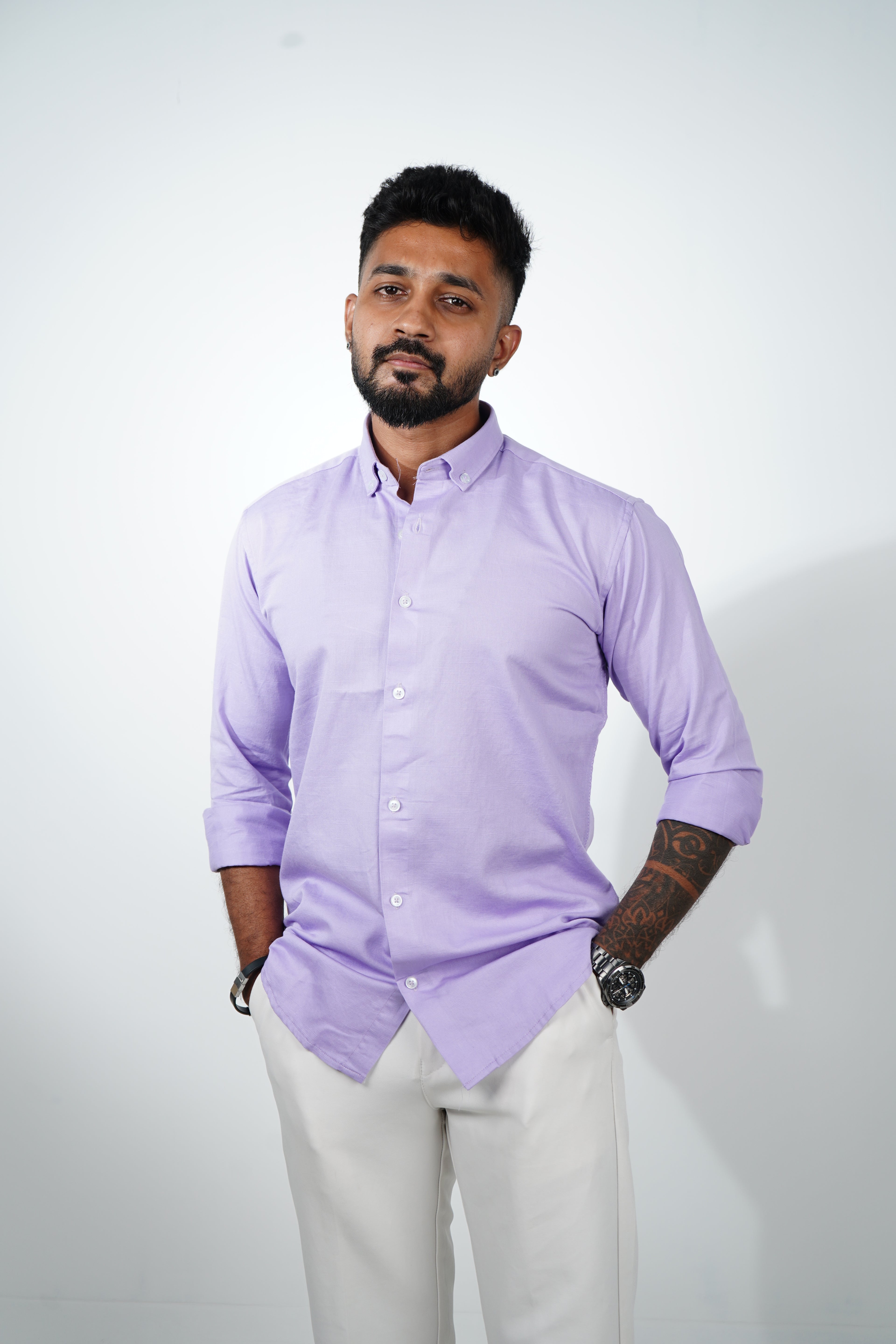 Haze Violet Vintage Linen Blend Shirt