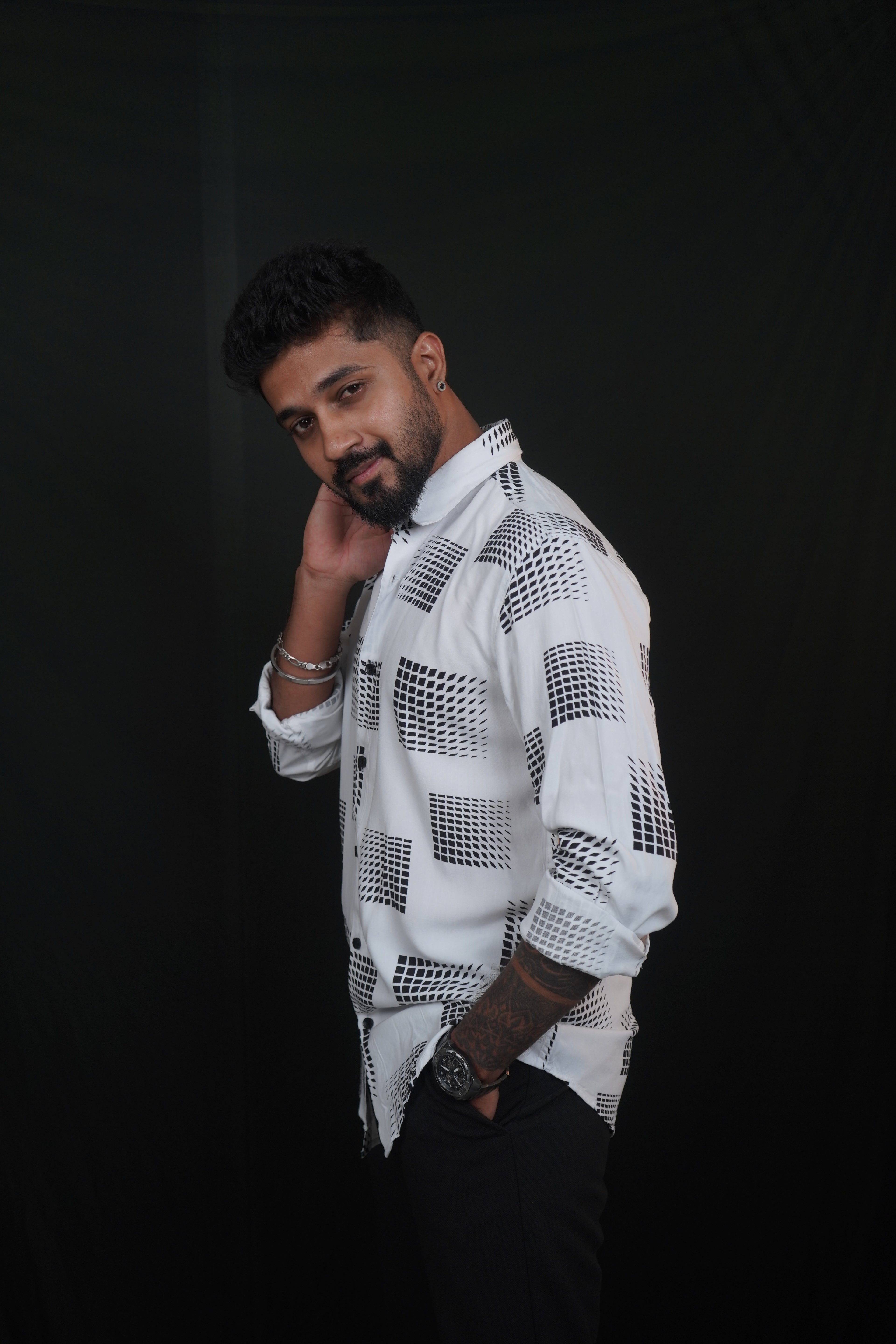 White Rayon Printed Shirt