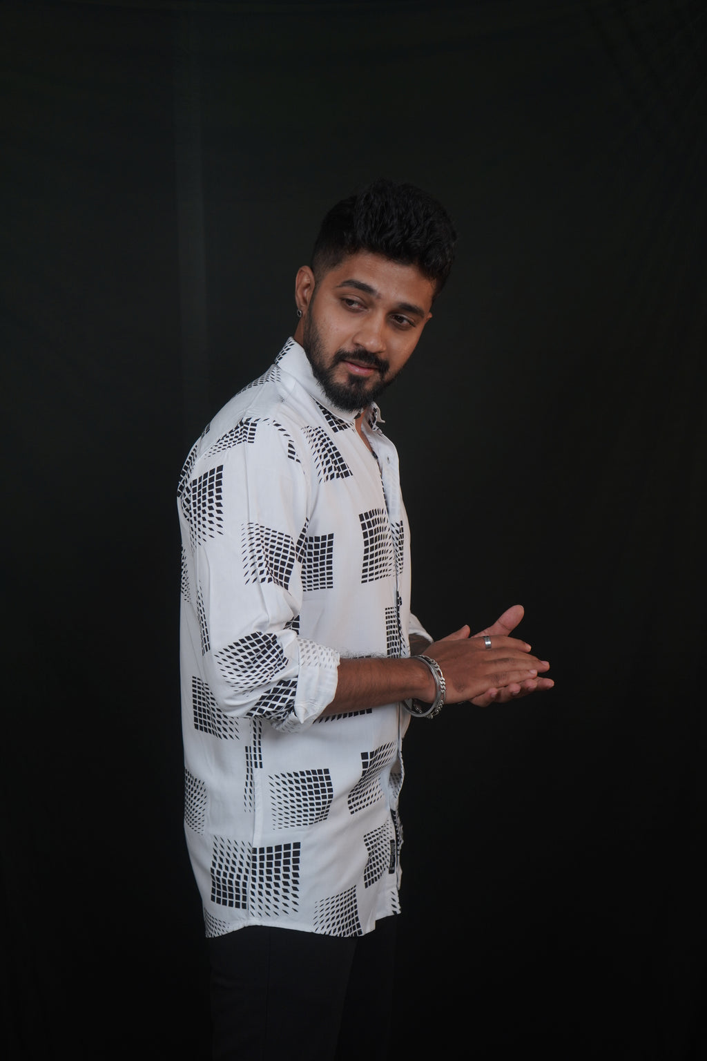 White Rayon Printed Shirt