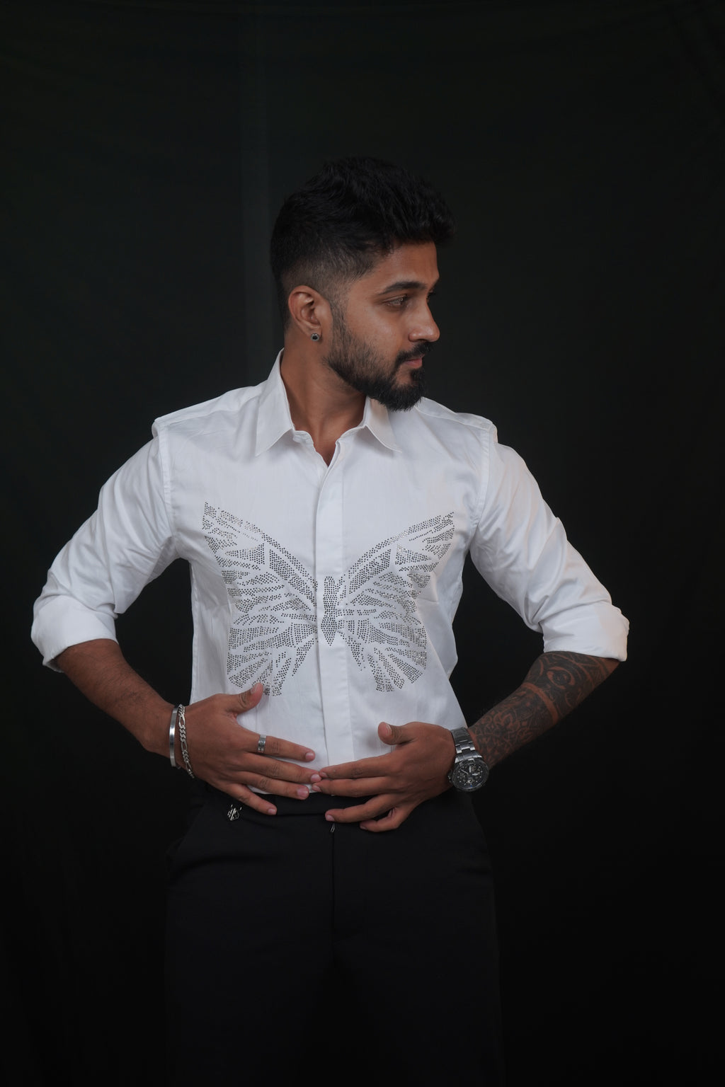 White Butterfly Designer Shirt