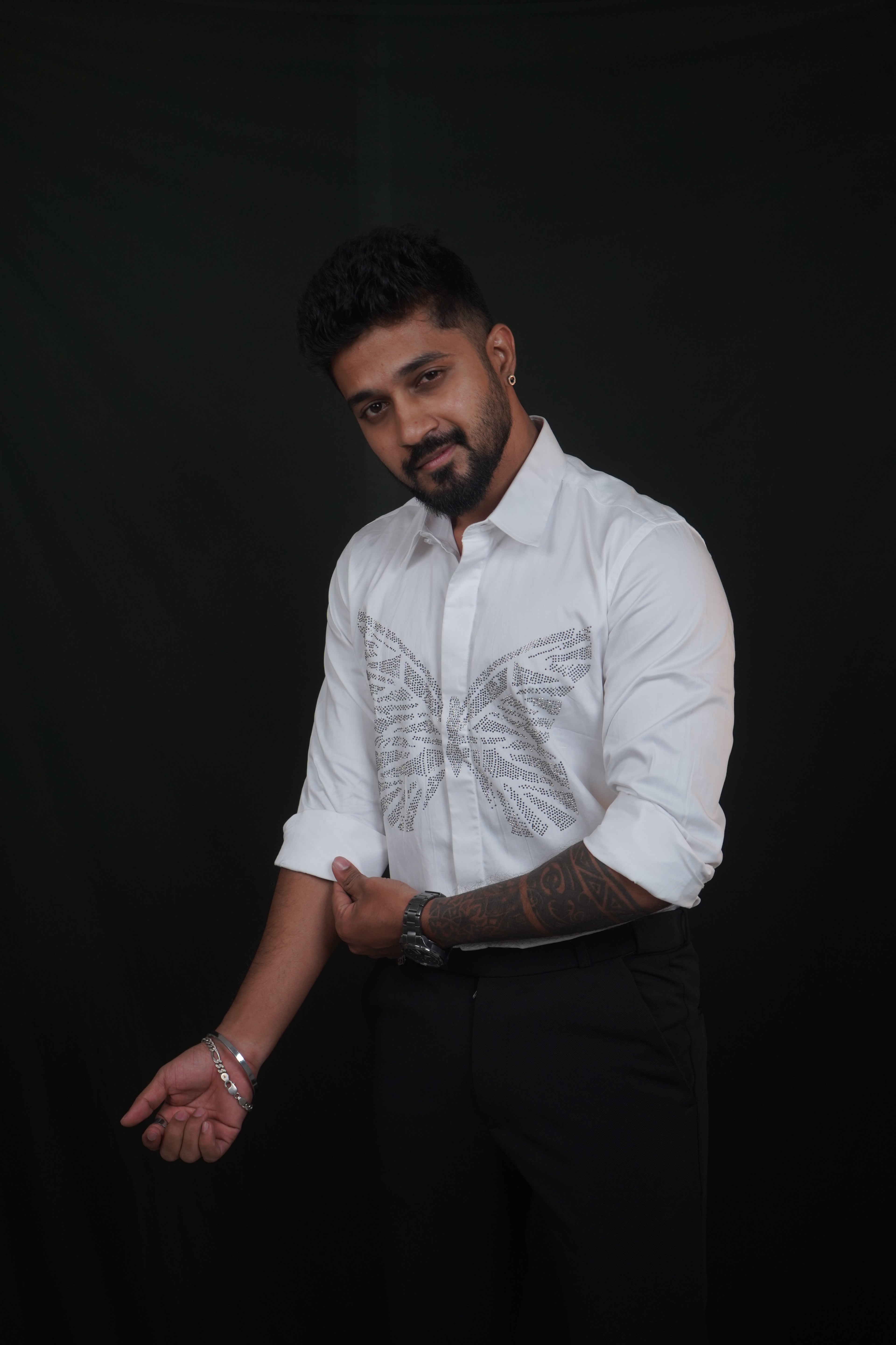 White Butterfly Designer Shirt