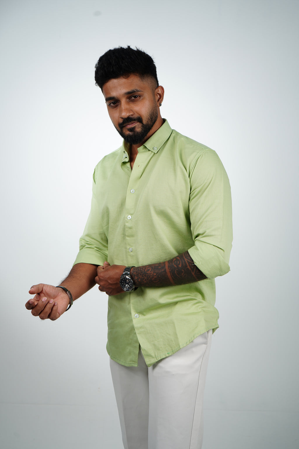 Herb GreenVintage Linen Blend Shirt