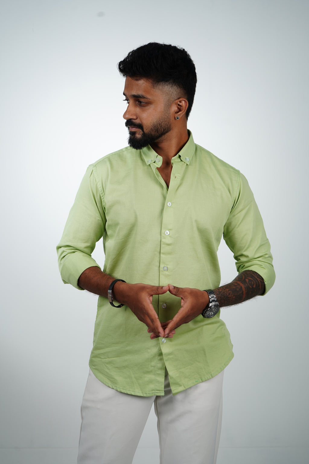 Herb GreenVintage Linen Blend Shirt