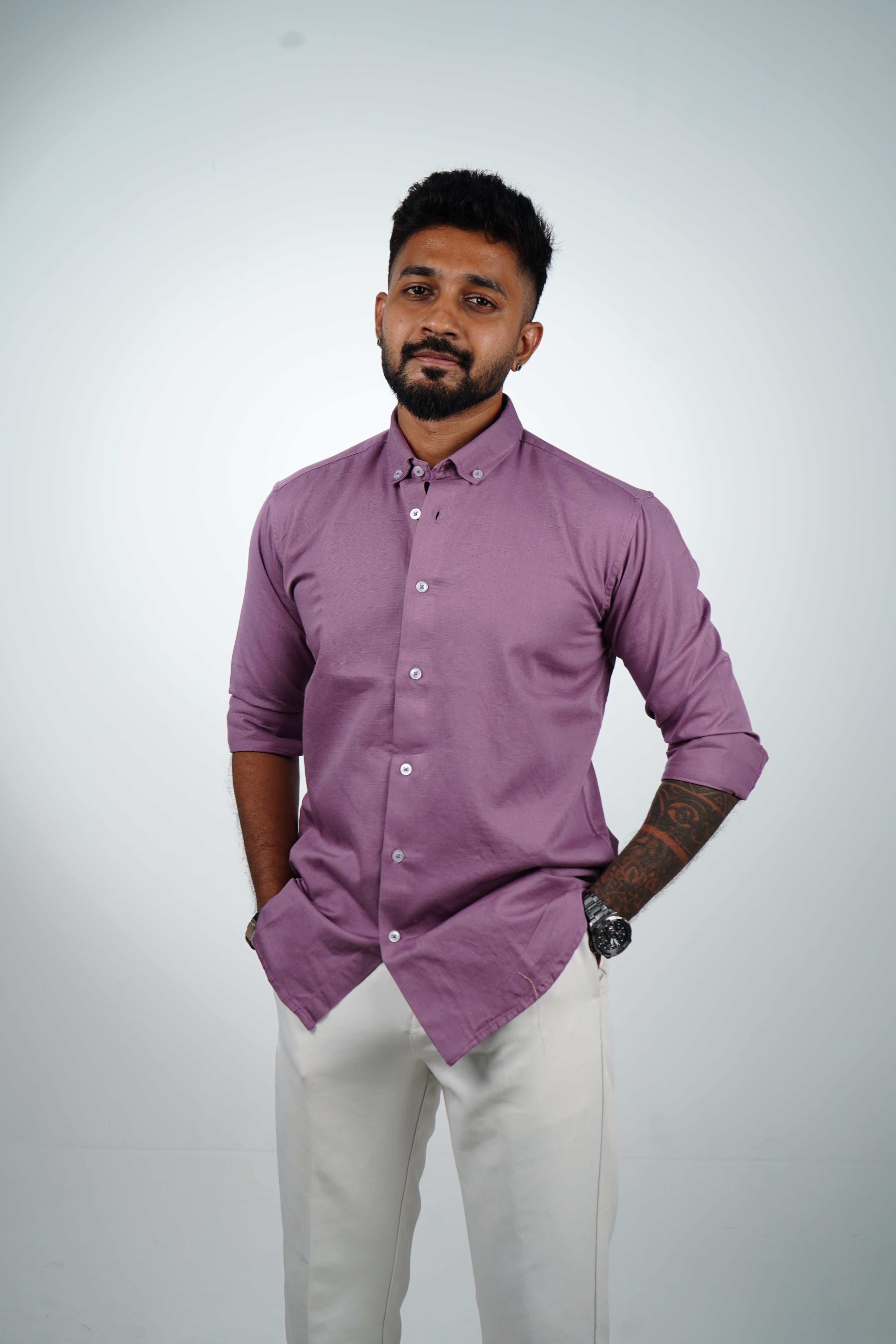 Dusty Wine Vintage Linen Blend Shirt